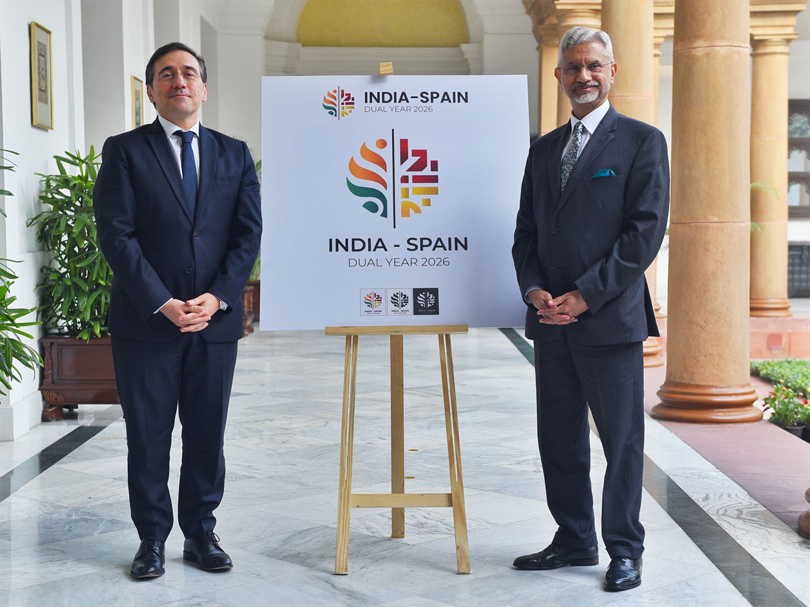 EAM Jaishankar unveils India–Spain Dual Year logo with FM Albares (Photo/X@DrSJaishankar)