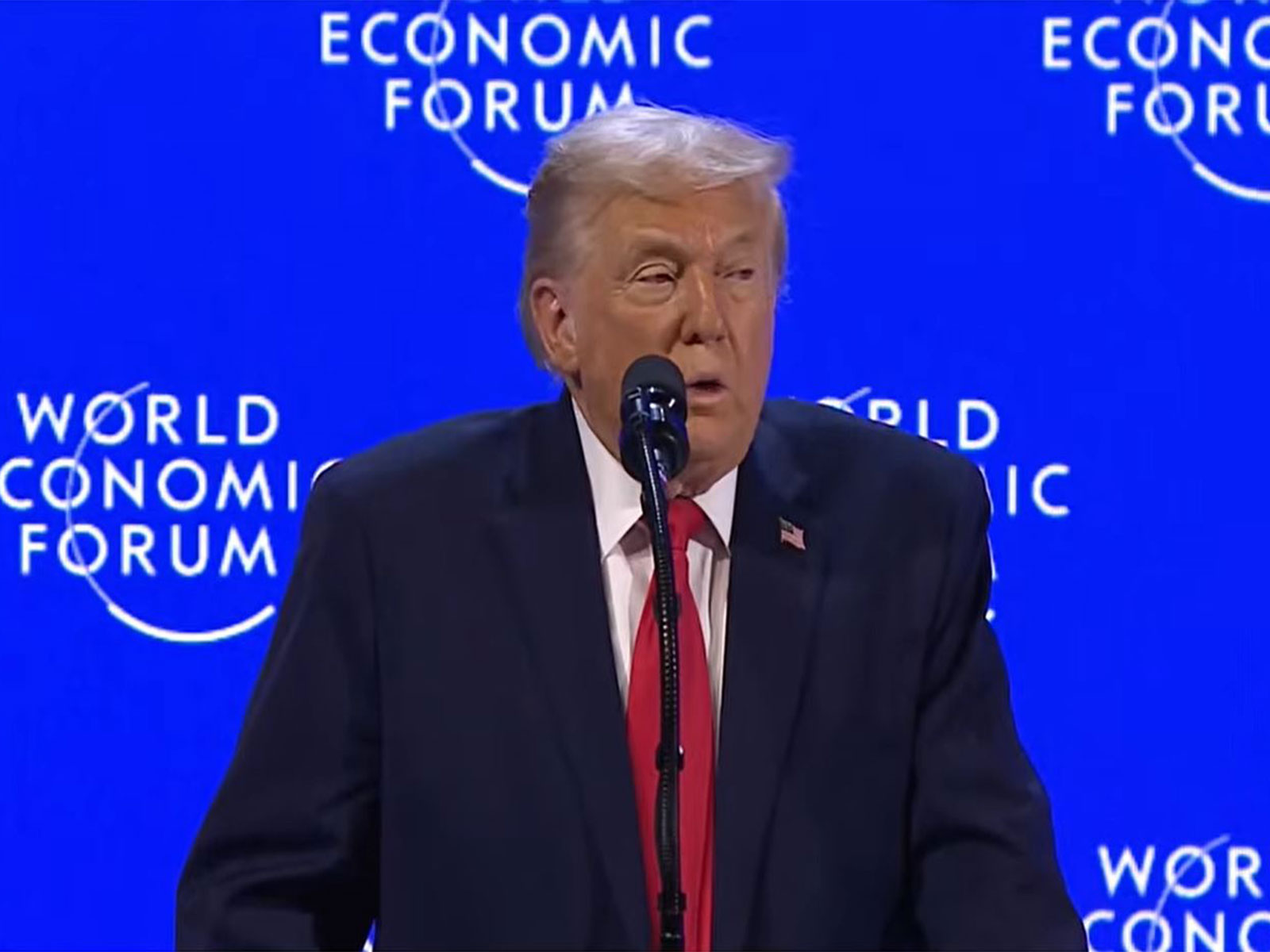 US President Donald Trump speaks at the World Economic Forum in Davos, Switzerland. (Image Credit: YouTube/WEF)