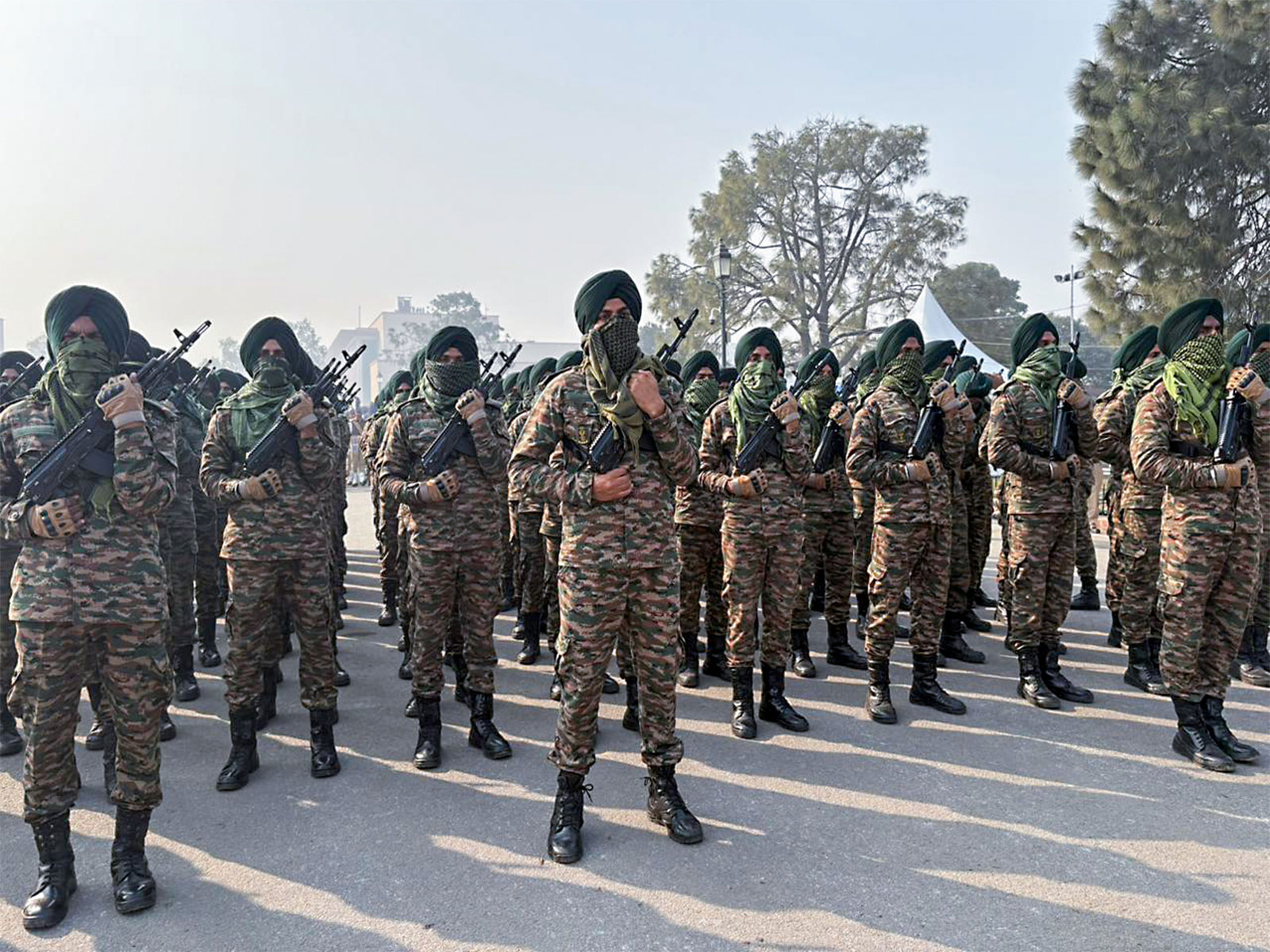 Army personnel at Vijay Chowk for Republic Day Parade rehearsal (Photo/ ANI) Army personnel at Vijay Chowk for Republic Day Parade rehearsal (Photo/ ANI)