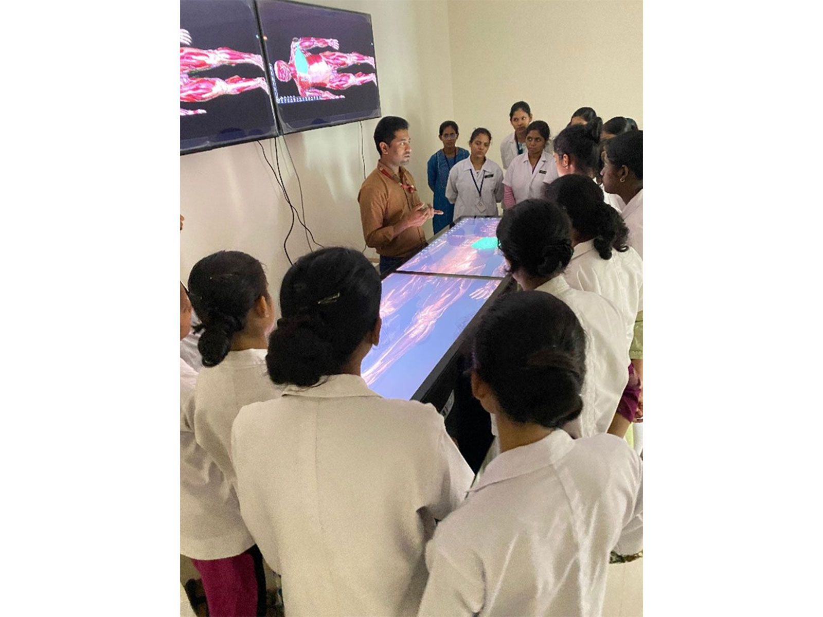 Students at AIIA in Goa learns dissection of body from Virtual dissection table (Photo/ANI)