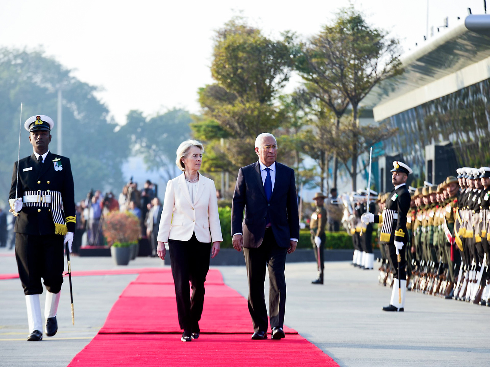President of the European Commission Ursula von der Leyen and President of the European Council António Costa (Photo/X@MEAIndia)