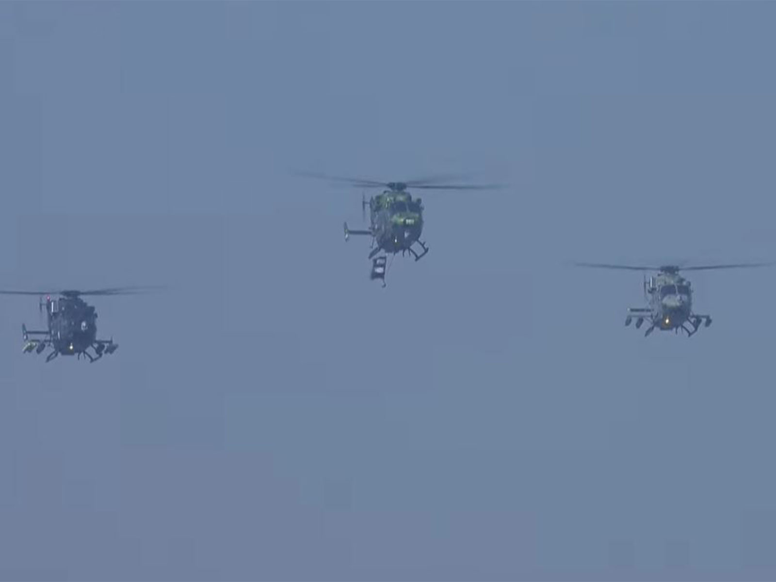 Indian Army Helicopter Dhruv and Rudra fly past (Photo/ANI)