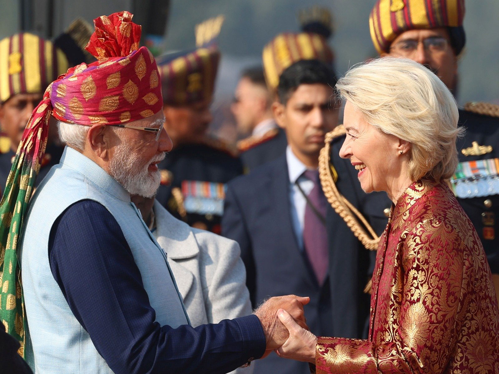 President of the European Commission, Ursula von der Leyen with Prime Minister Narendra Modi (Photo: X@narendramodi)