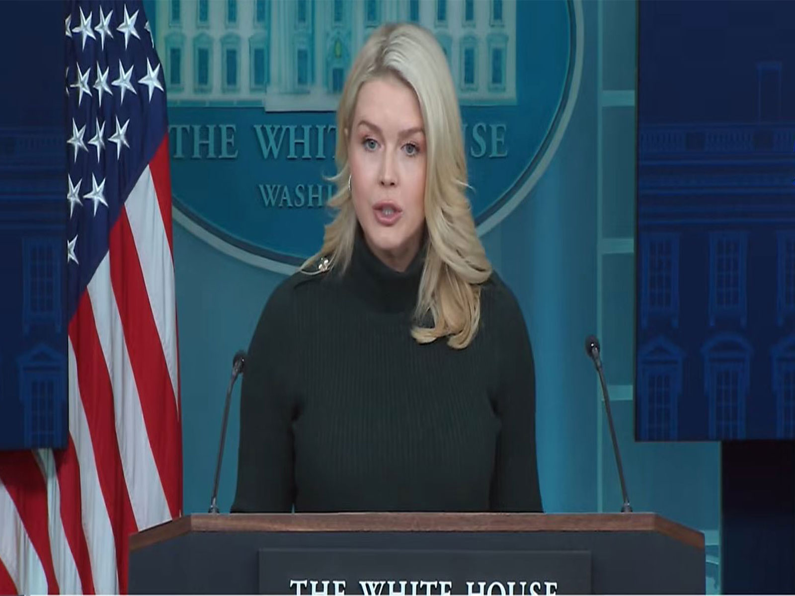 White House Press Secretary Karoline Leavitt addresses reporters in Washington, DC, amid rising tensions over deadly ICE encounters in Minnesota. (Image Source: The White House/YouTube)