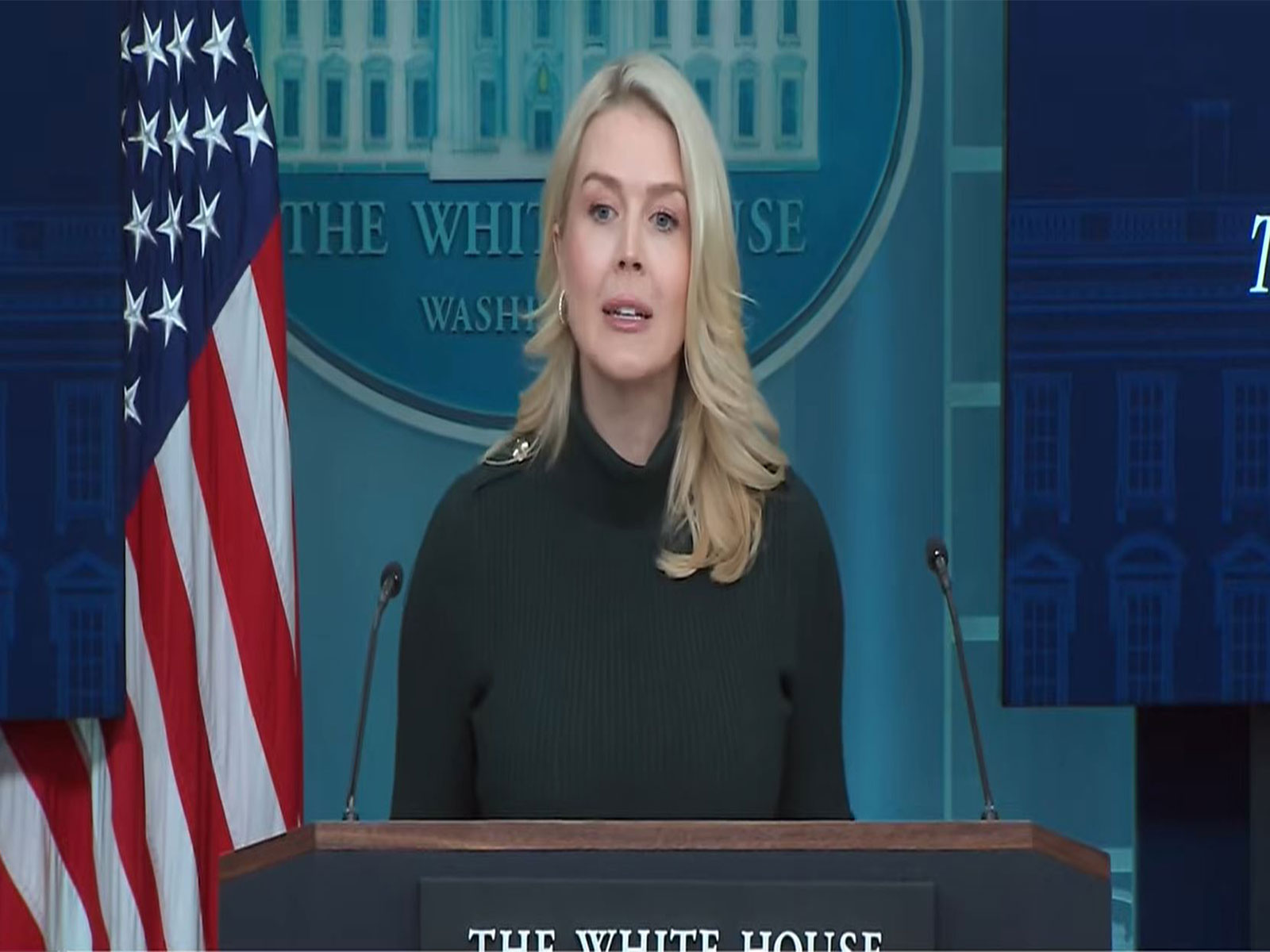 White House Press Secretary Karoline Leavitt speaks to reporters in Washington, DC, as federal agencies investigate the Minneapolis shooting. (Image Source: The White House/YouTube)