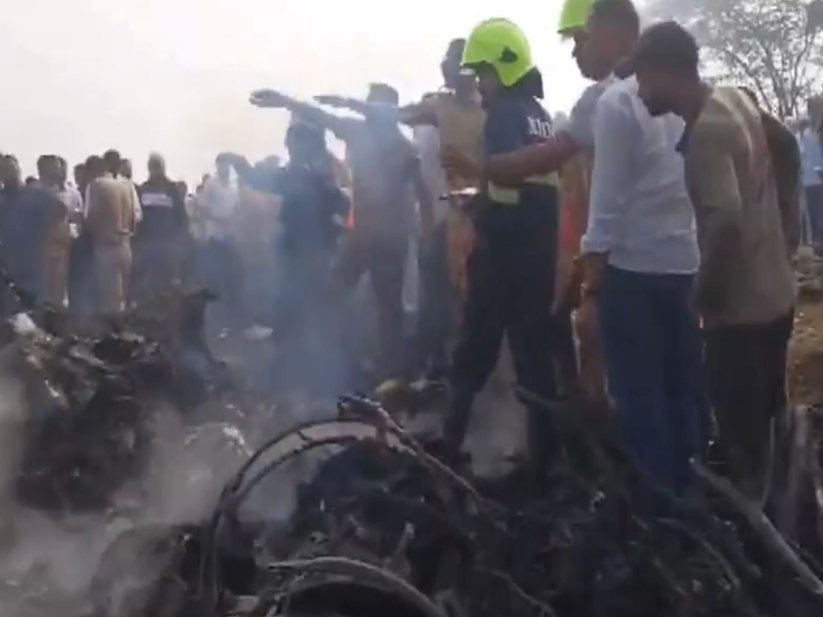 Visuals from the spot of the air accident that killed Ajit Pawar (Photo/ANI)