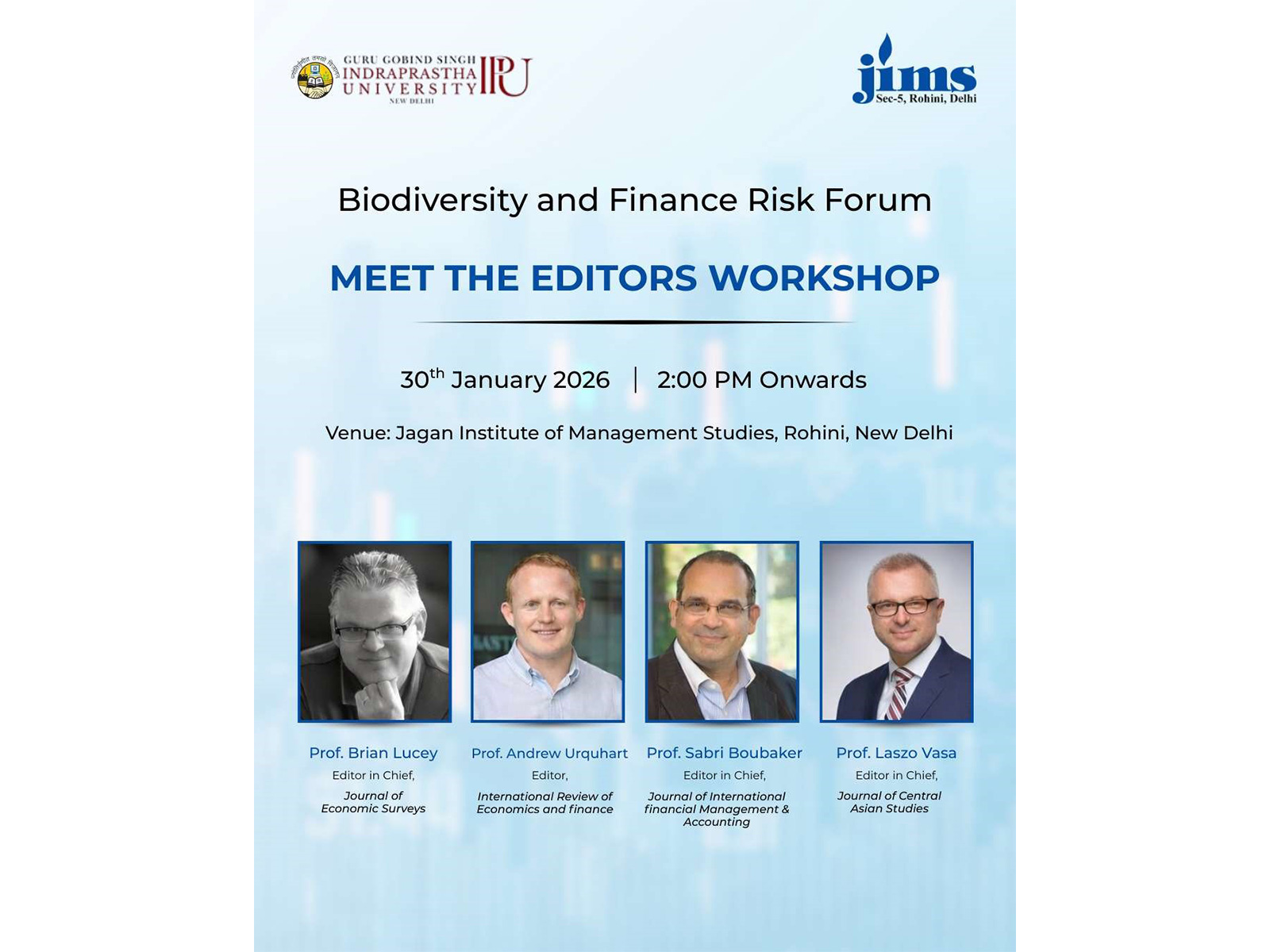 JIMS Rohini Hosts Prestigious “Meet the Editors” Workshop Under Biodiversity & Finance Risk Forum