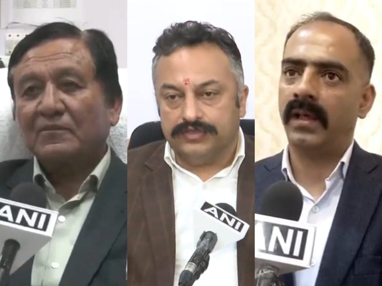 HP ministers Jagat Singh Negi (L), Rohit Thakur (M), and Anirudh Singh (R) (Photo/ANI) 