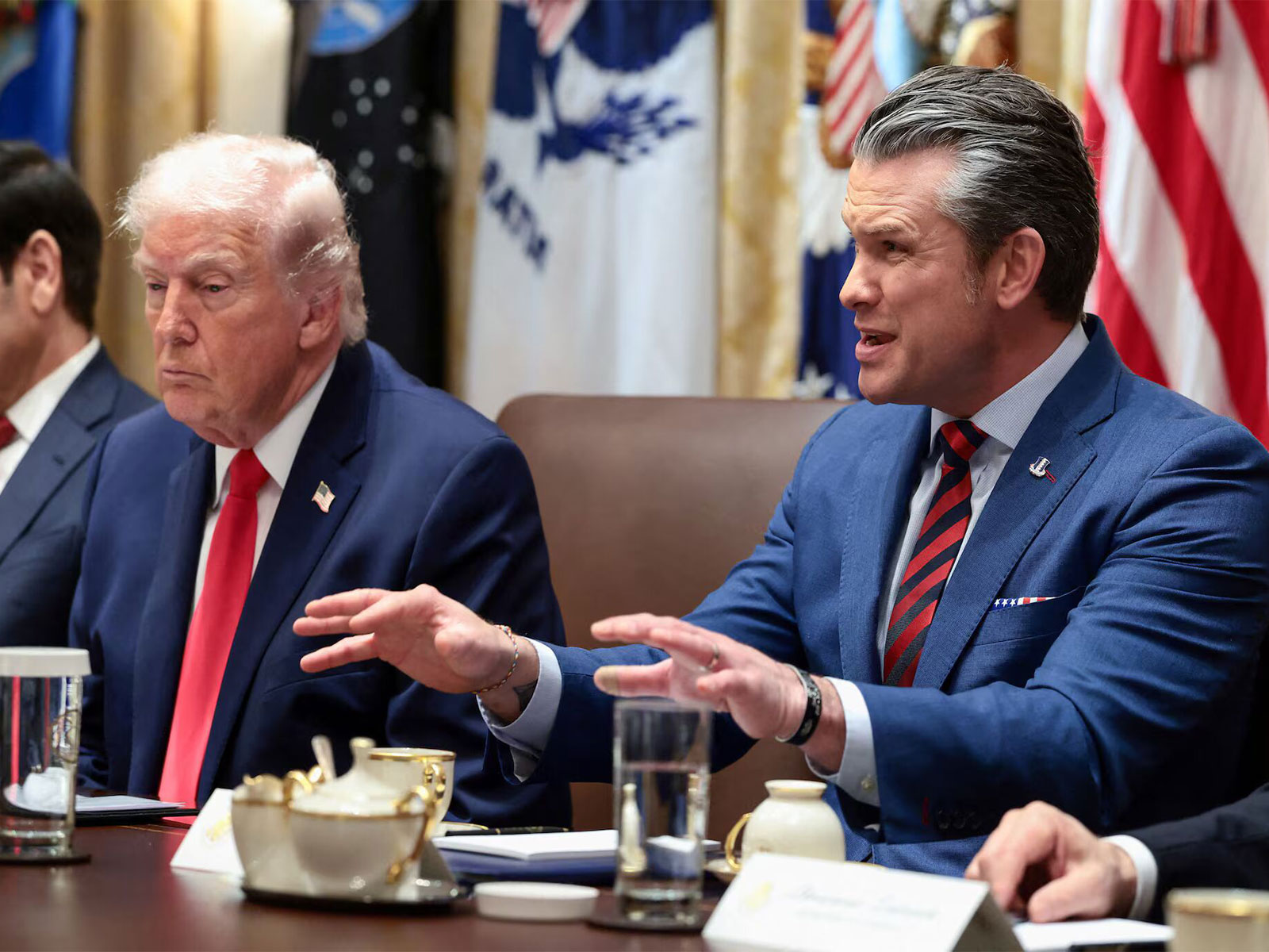 US Secretary of War Pete Hegseth speaks during a Cabinet meeting. (Photo/Reuters)