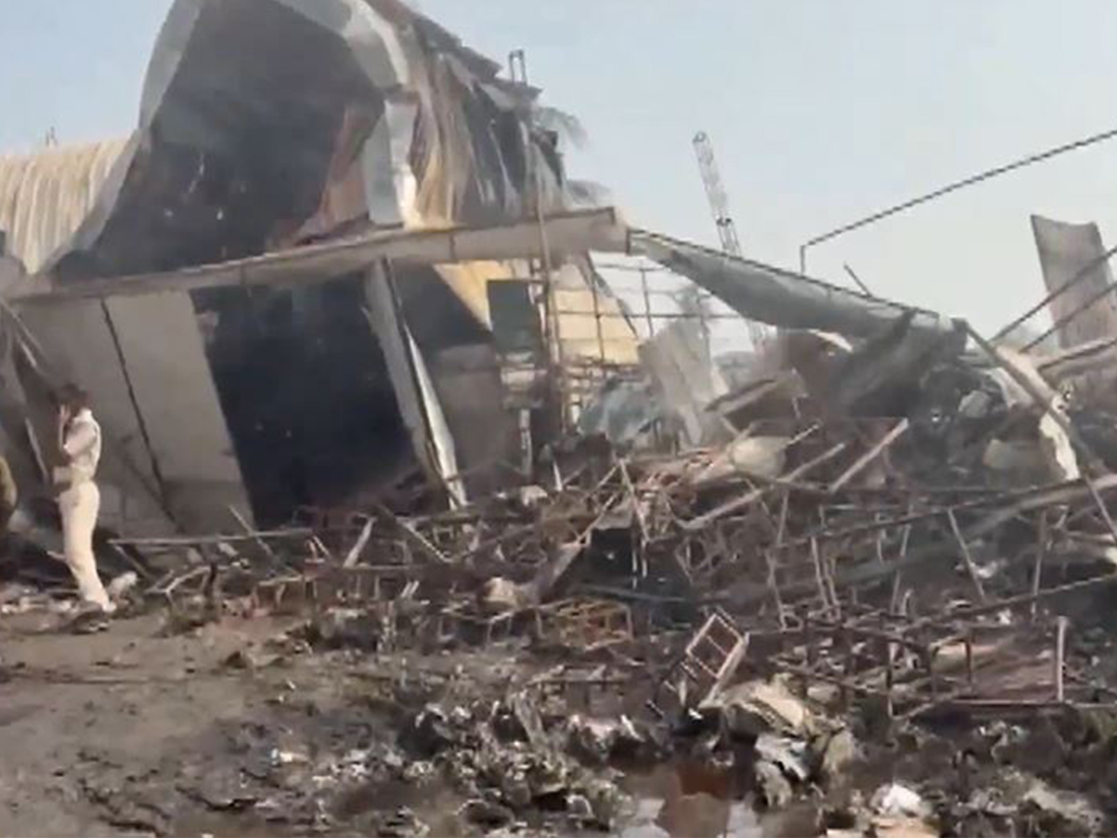 Visuals from the spot where a fire broke out in a manufacturing unit in Anandapur (Photo/ANI)