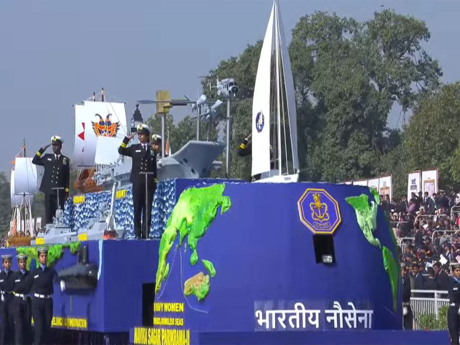 Indian Naval contingent marches past the saluting dais (Photo/ANI)