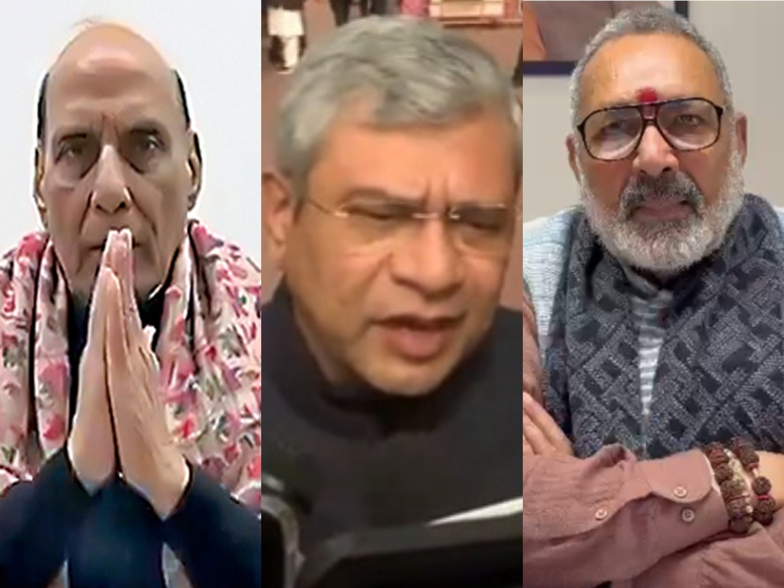 Union Ministers Rajnath Singh, Ashwini Vaishnaw and Giriraj Singh (Photo/ANI)
