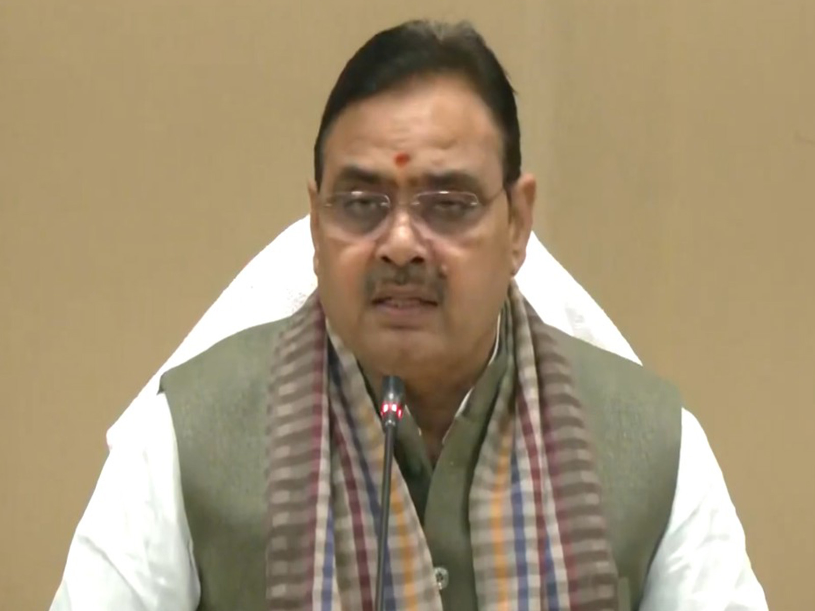 Rajasthan CM Bhajan Lal Sharma during press briefing (Photo/@BhajanlalBjp)
