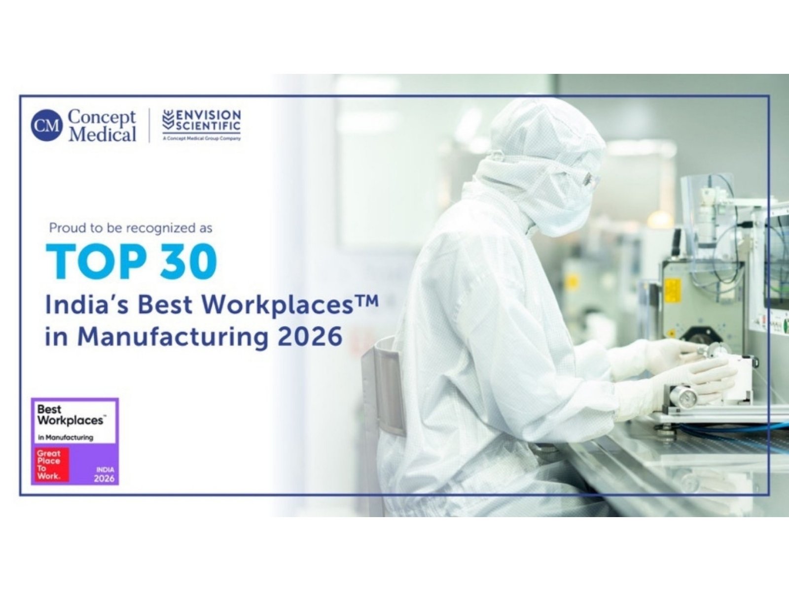 Concept Medical Group recognized among India’s top 30 Mid-Size Best Workplaces in manufacturing 2026
