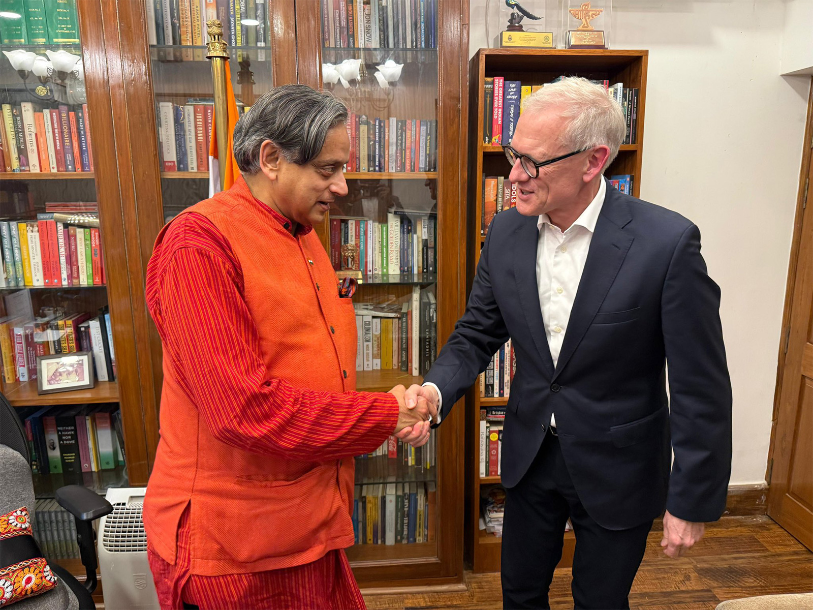 Shashi Tharoor meets Maersk's René Piil Pedersen (Photo/ @ShashiTharoor) Shashi Tharoor meets Maersk's René Piil Pedersen (Photo/ @ShashiTharoor)