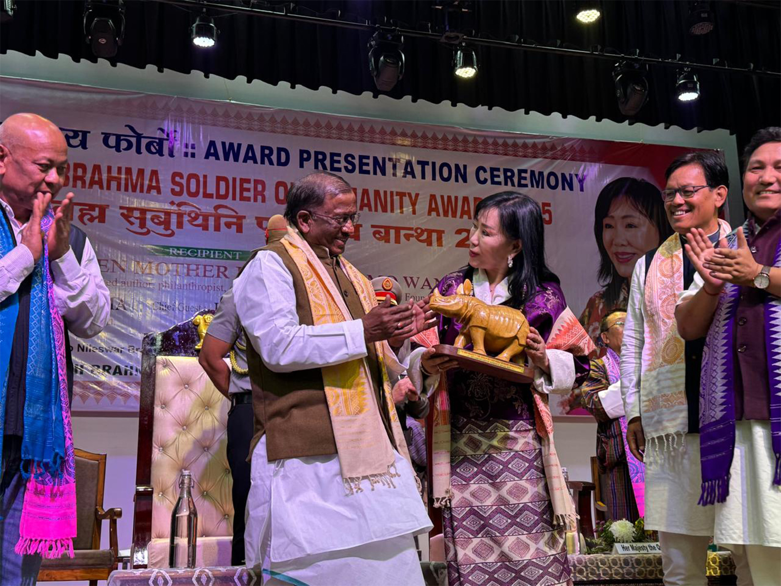 Assam Governor Lakshman Prasad Acharya with  Gyalyum Ashi Dorji Wangmo Wangchuck, Queen Mother of the Kingdom of Bhutan (Photo/ANI)