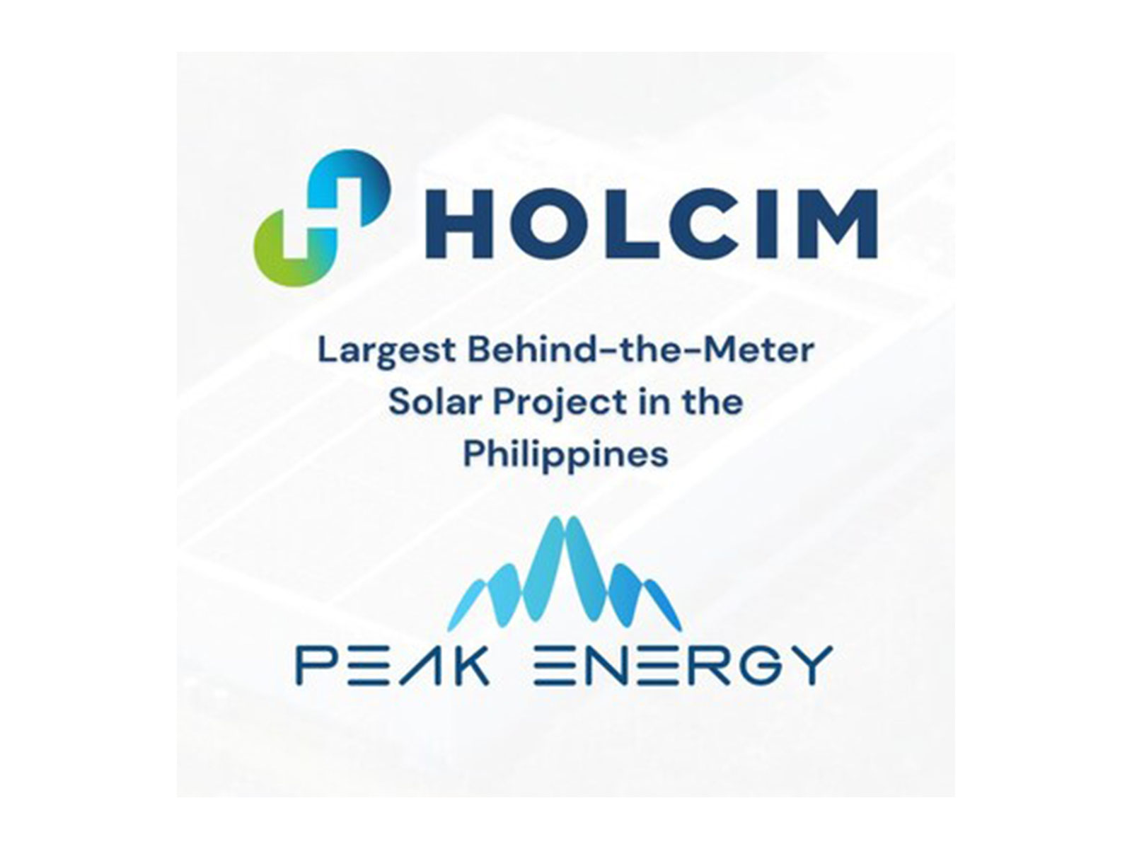 Holcim and Peak Energy Sign Largest Behind-the-Meter Solar Project in the Philippines
