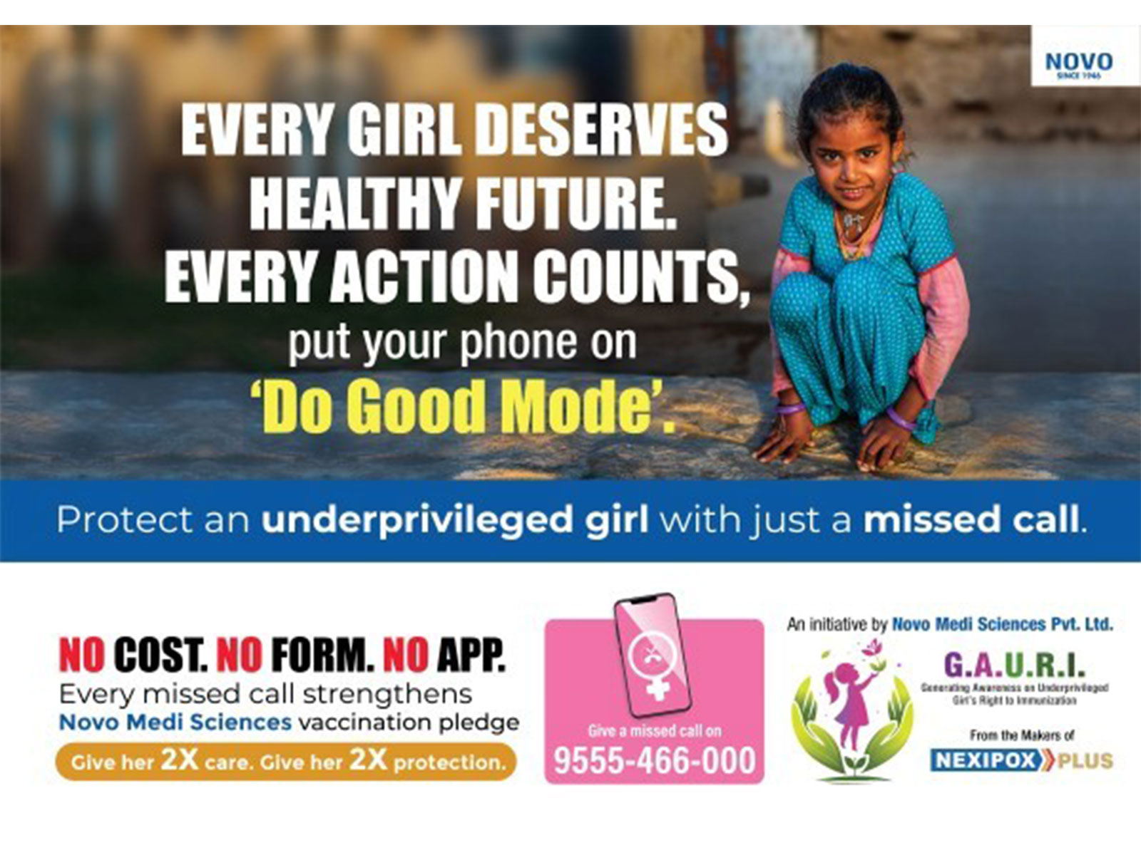 Novo Medi Sciences Launches ‘G.A.U.R.I.’ — A Nationwide Missed Call Movement to Ensure No Girl Misses Her Right to Immunization