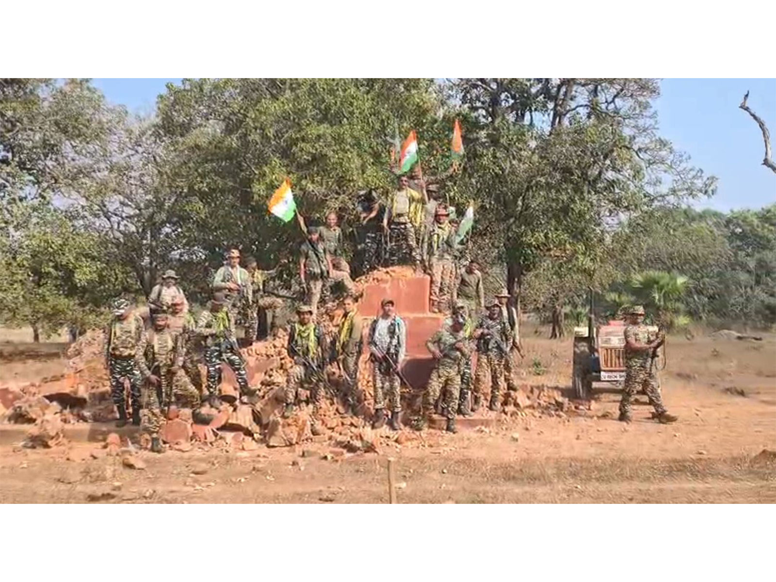 CRPF demolishes memorial of Maoist leader Ramanna in Gogunda (Photo/ANI) CRPF demolishes memorial of Maoist leader Ramanna in Gogunda (Photo/ANI)
