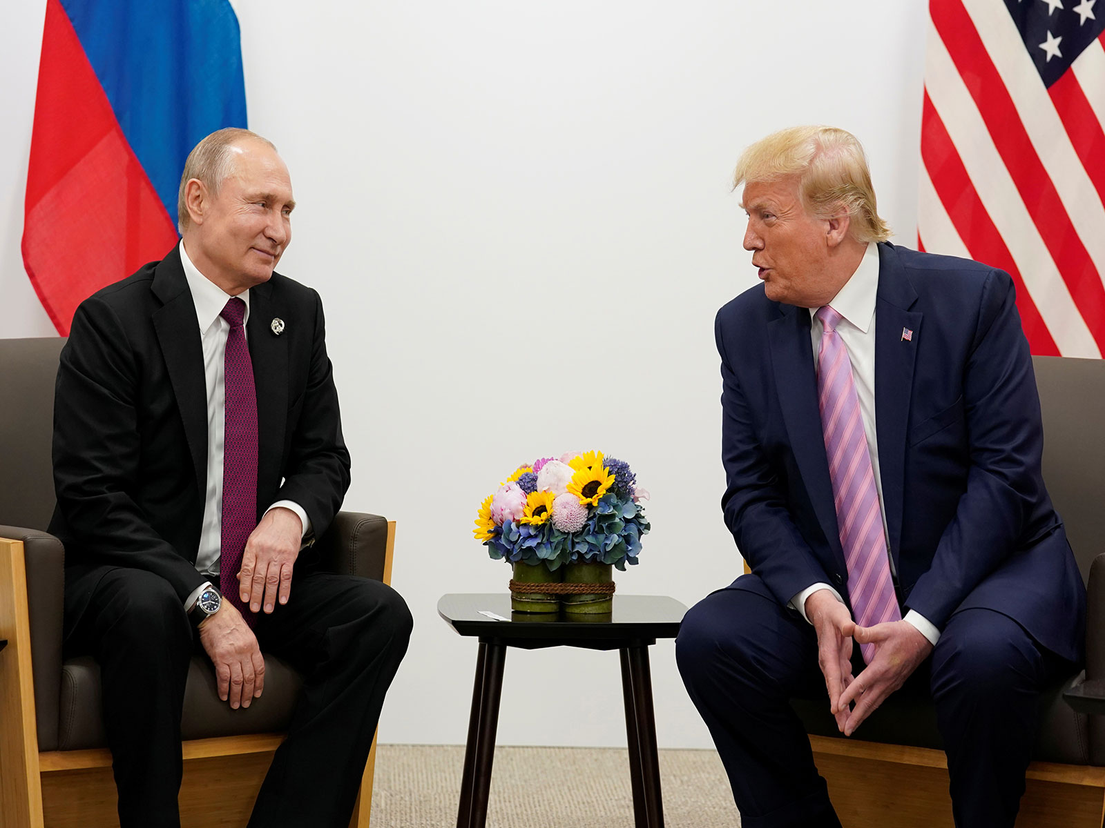 Russian President Vladimir Putin and US President Donald Trump during a bilateral meeting on the sidelines of the G20 Leaders’ Summit in Osaka. (File Photo/Reuters)