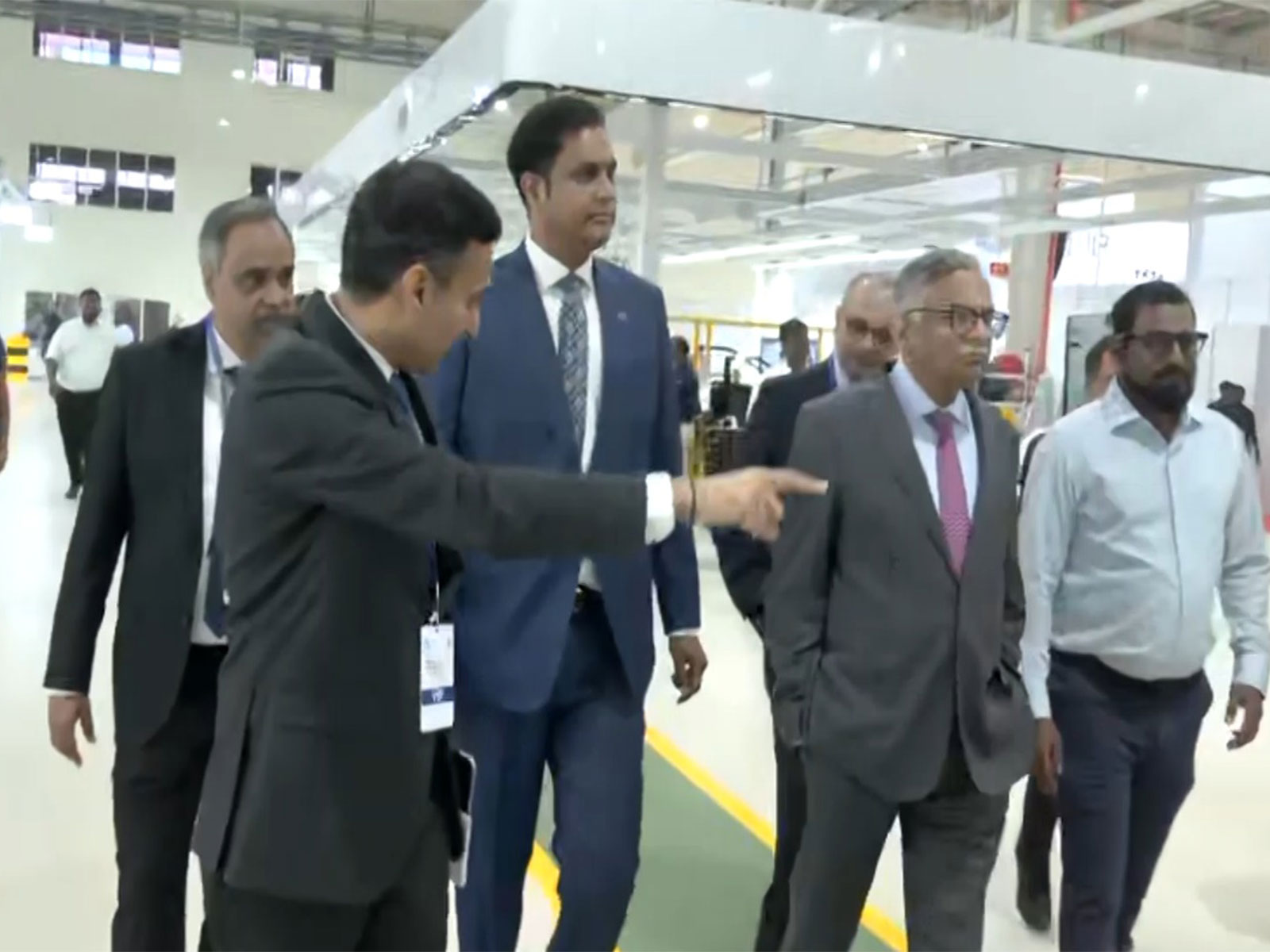 TRB Rajaa, Tamil Nadu Minister for Industries with Chairman Tata Sons N Chandrasekaran  (Photo/ANI)