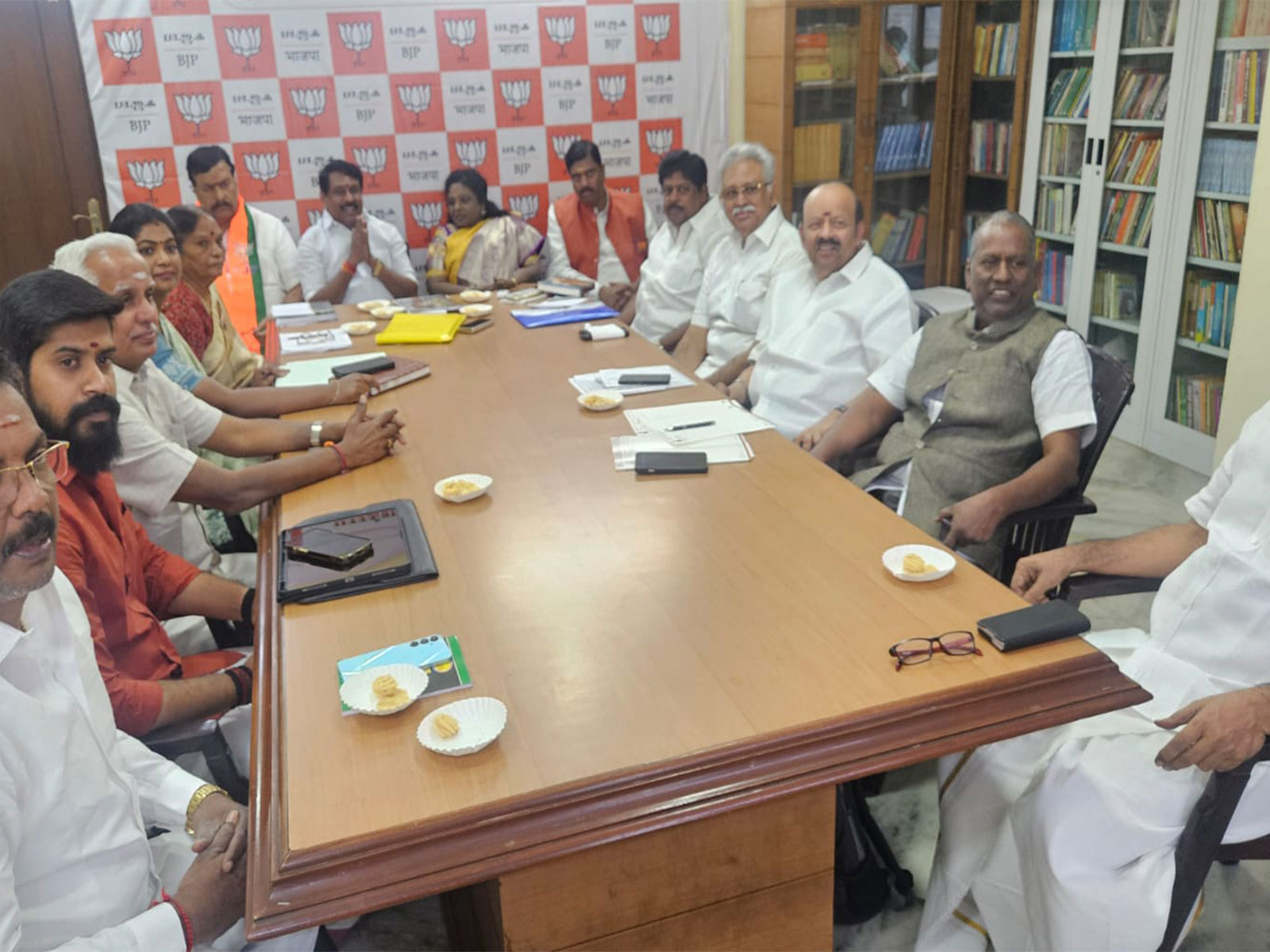 BJP held meeting of  its Election Manifesto Committee in Chennai on Feb 9, 2026 (Photo/ANI) (Inline Photocredit /X@NainarBJP)