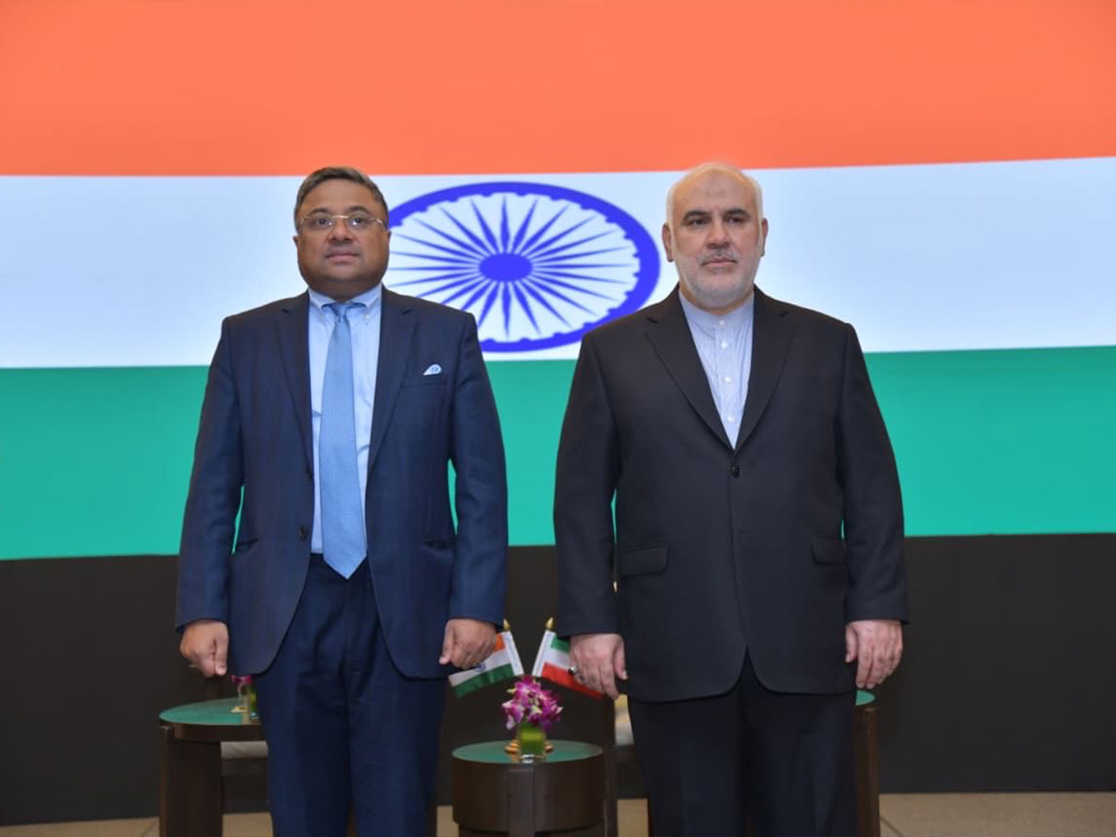 Secretary (West) in the Ministry of External Affairs, Sibi George with Iran’s Ambassador to India, Mohammad Fathali (Photo/X@MEAIndia)