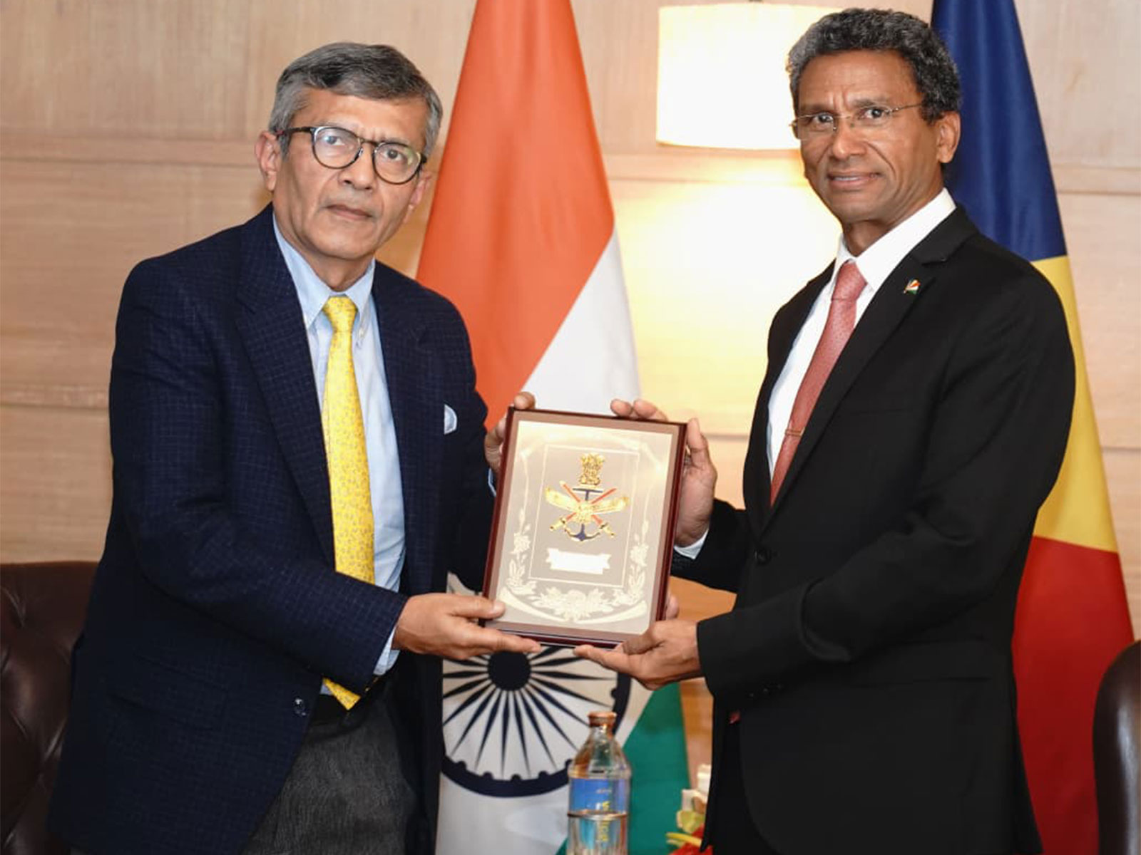 Defence Secretary Rajesh Kumar Singh with Seychelles’ Minister for Foreign Affairs and the Diaspora Barry Faure (Photo/X@SpokespersonMoD)