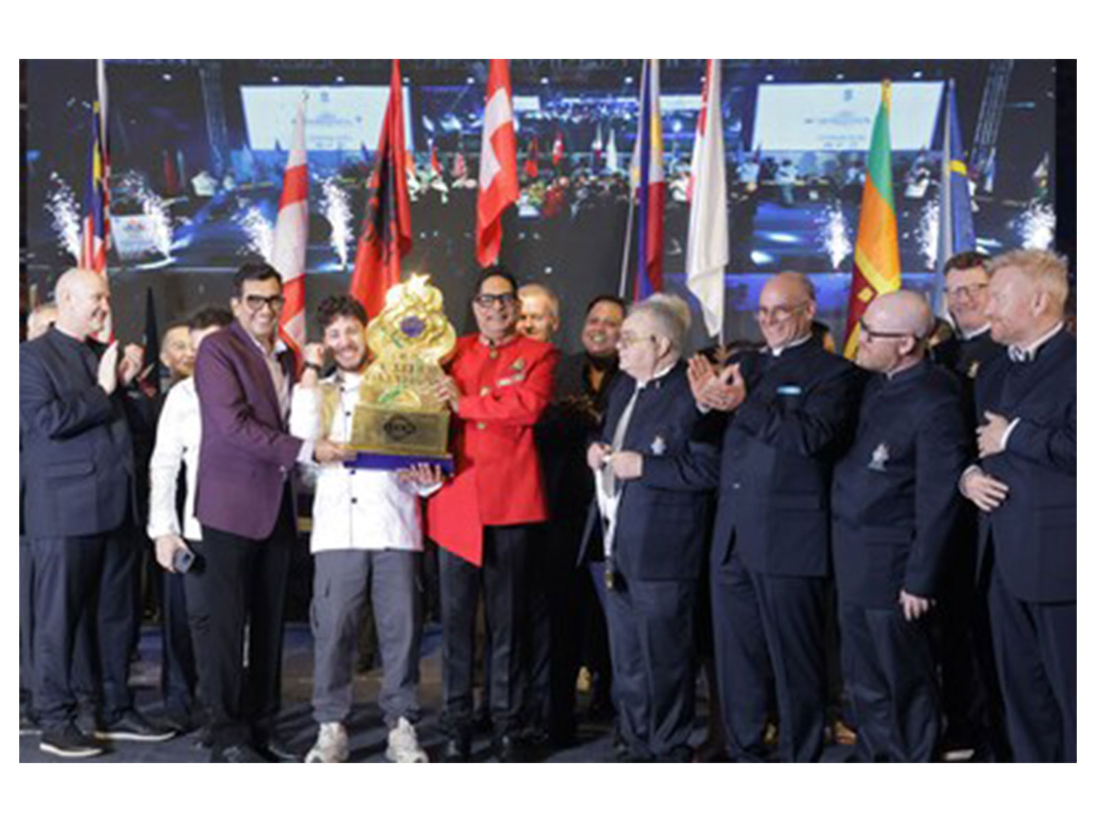 YCO Champion 2026 Enri Cuedari from Instituti Kulinari Neranxi, Albania with the YCO Golden trophy awarded by the esteemed judges YCO Champion 2026 Enri Cuedari from Instituti Kulinari Neranxi, Albania with the YCO Golden trophy awarded by the esteemed judges
