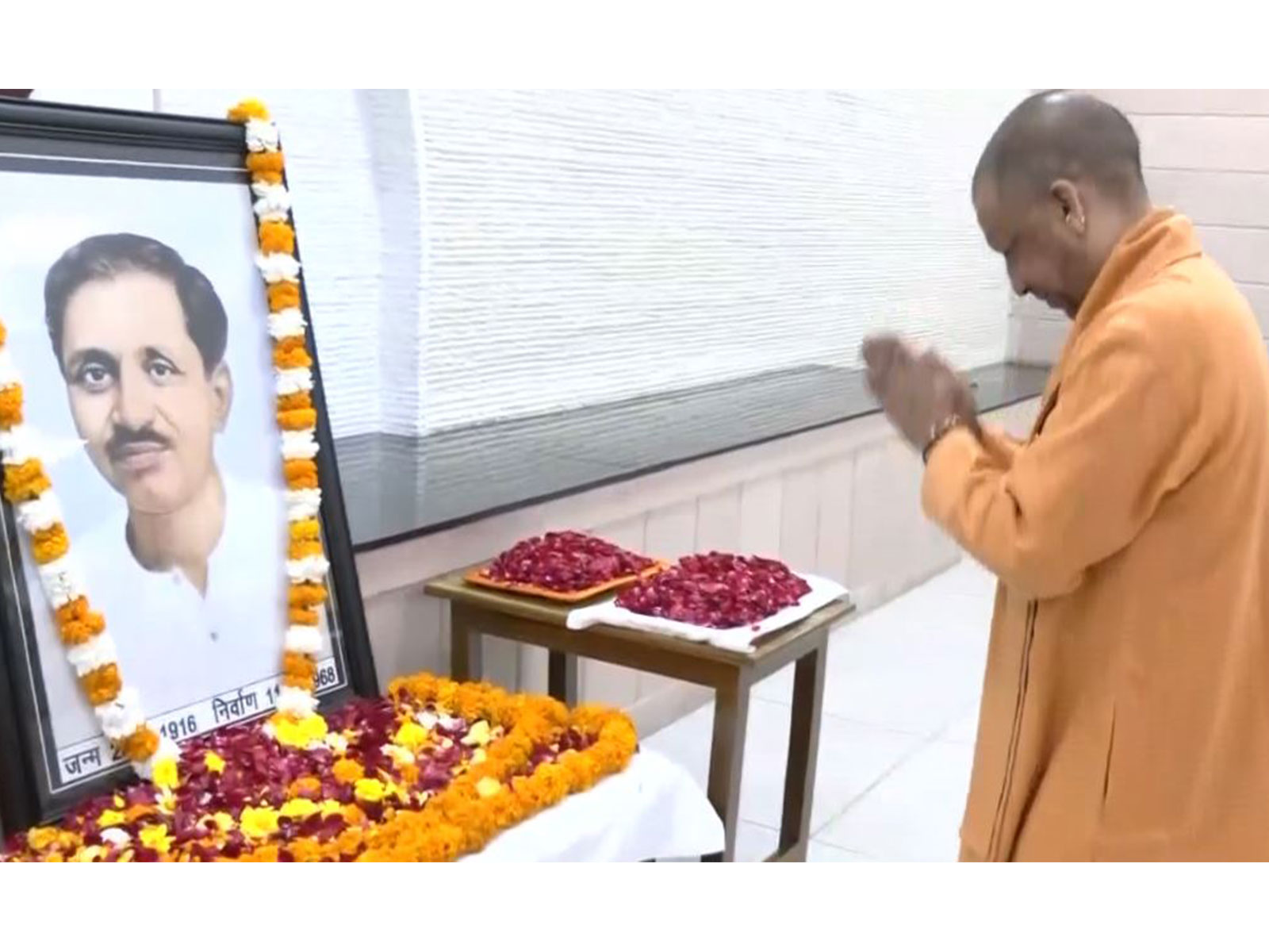 CM Yogi Adityanath paying tribute to Deendayal Upadhyaya (Photo/ANI)