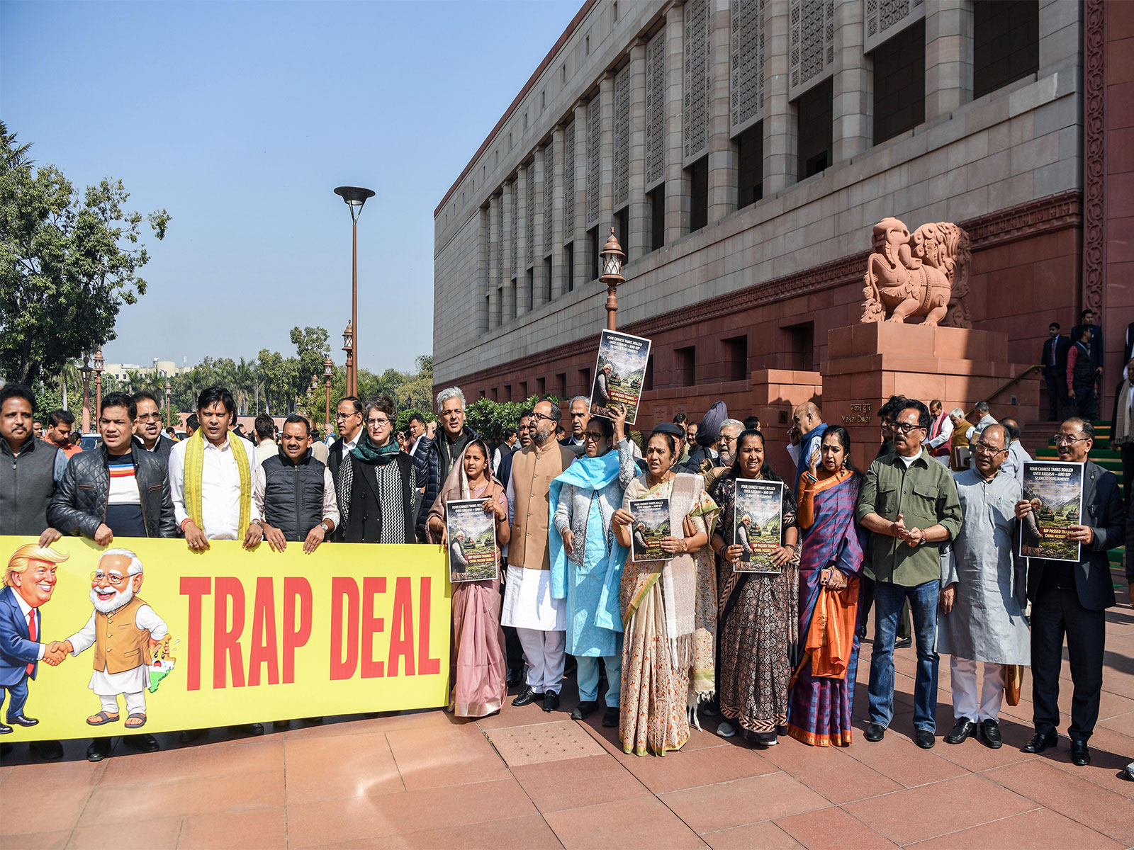 Opposition MPs protest India-US trade deal (File Photo: ANI) Opposition MPs protest India-US trade deal (File Photo: ANI)