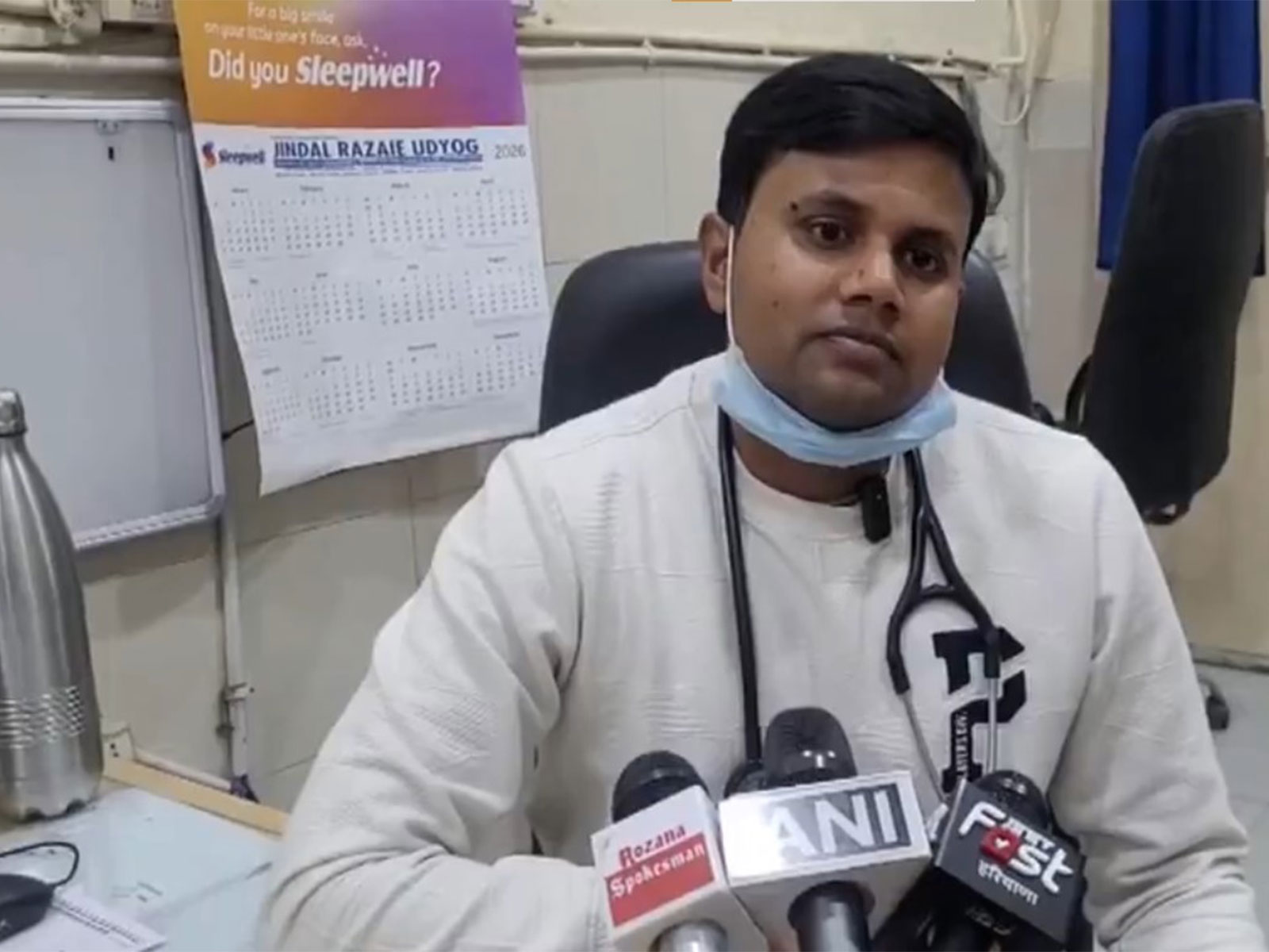 Dr DD Pandey of Civil Hospital, Ambala, speaks to media about the road accident in which a 25-year-old woman died (Photo/ANI)