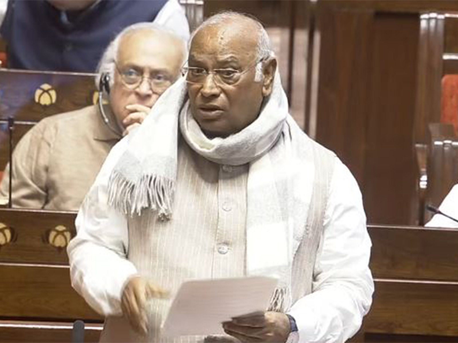 Leader of Opposition in the Rajya Sabha Mallikarjun Kharge (Photo/SansadTV)
