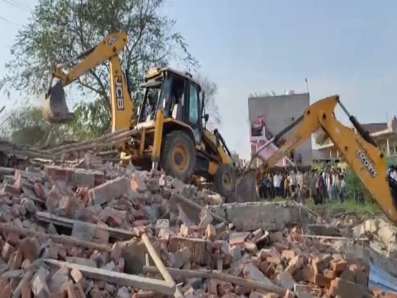 Two-storey house under construction collapses in Firozabad (Photo/ANI)