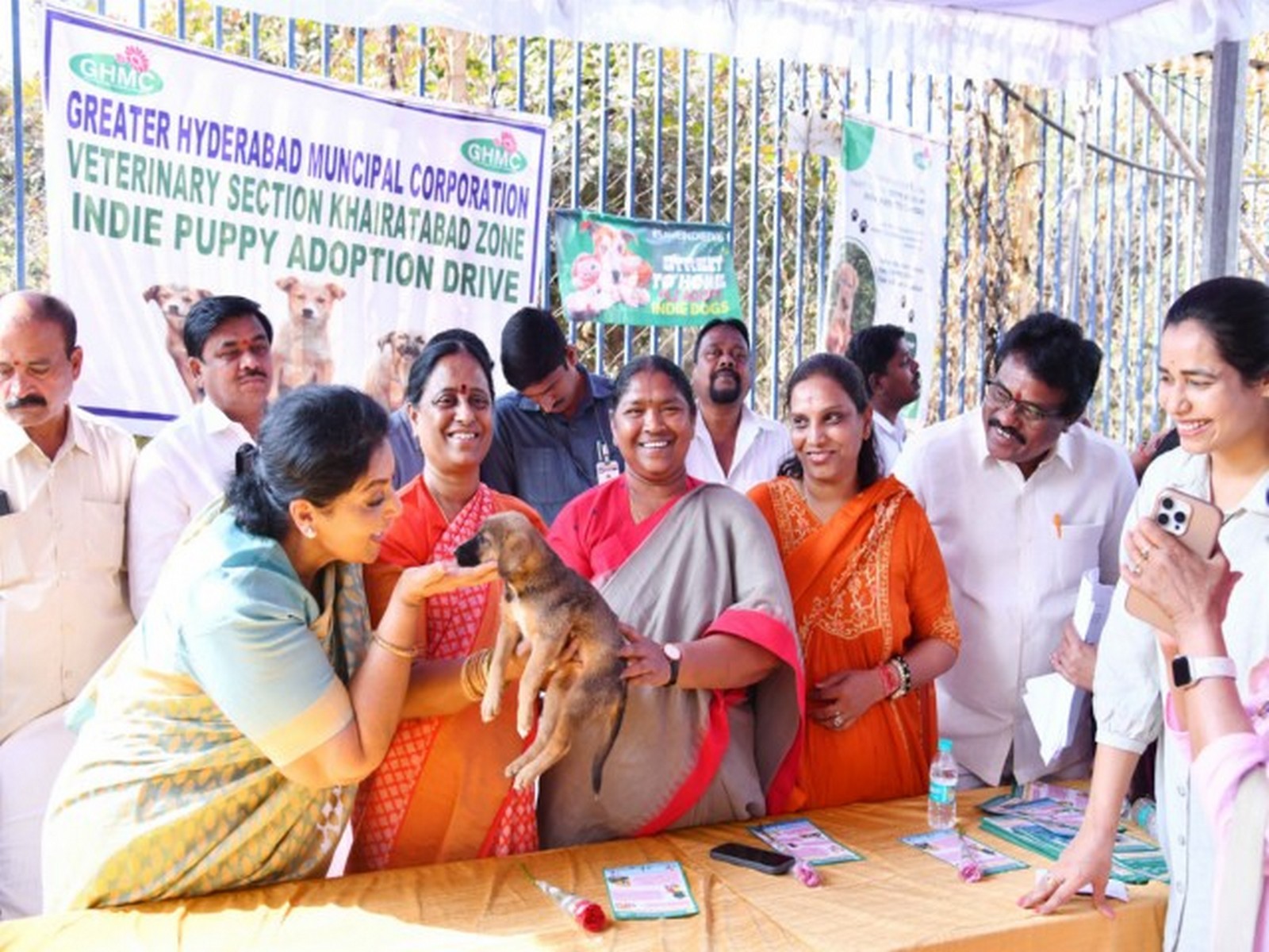 Telangana Minister Konda Surekha and Rajya Sabha MP Renuka Chowdhury participates in  street dog adoption programme near KBR National Park (Photo/x/@GHMCOnline)