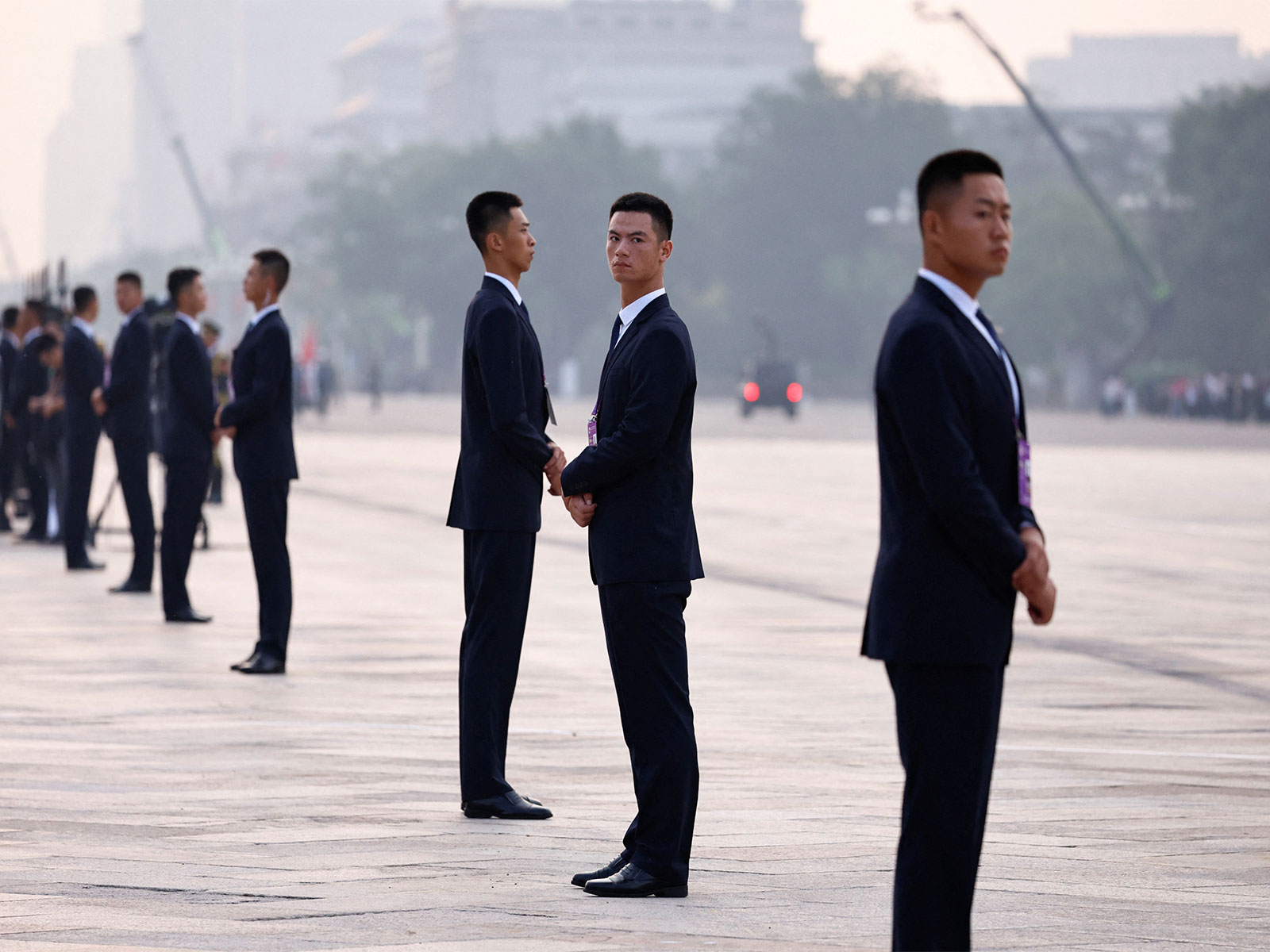 Security personnel keep watch at the Tiananmen Square ahead of a military parade to mark the 80th anniversary of the end of World War Two, in Beijing, China, September 3, 2025. (Photo/Reuters) Security personnel keep watch at the Tiananmen Square ahead of a military parade to mark the 80th anniversary of the end of World War Two, in Beijing, China, September 3, 2025. (Photo/Reuters)