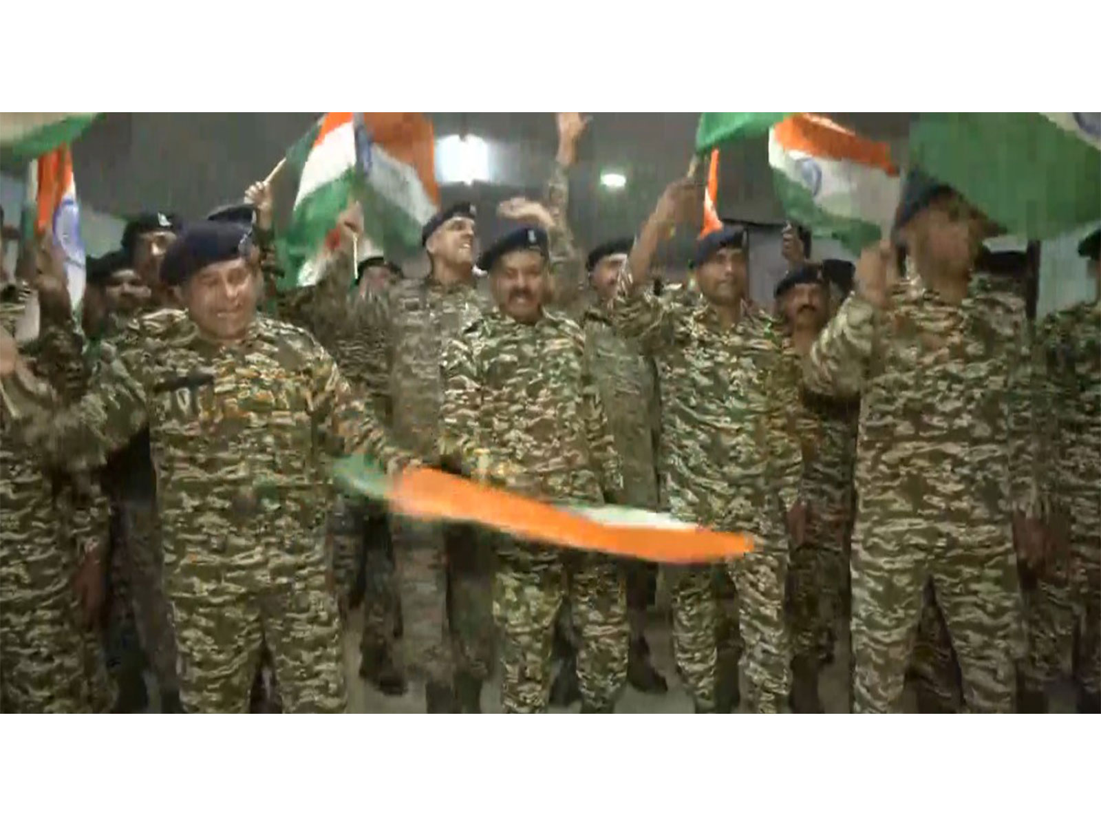 CRPF jawans cheer up for cricket team as India faces Pakistan (Photo/ANI)