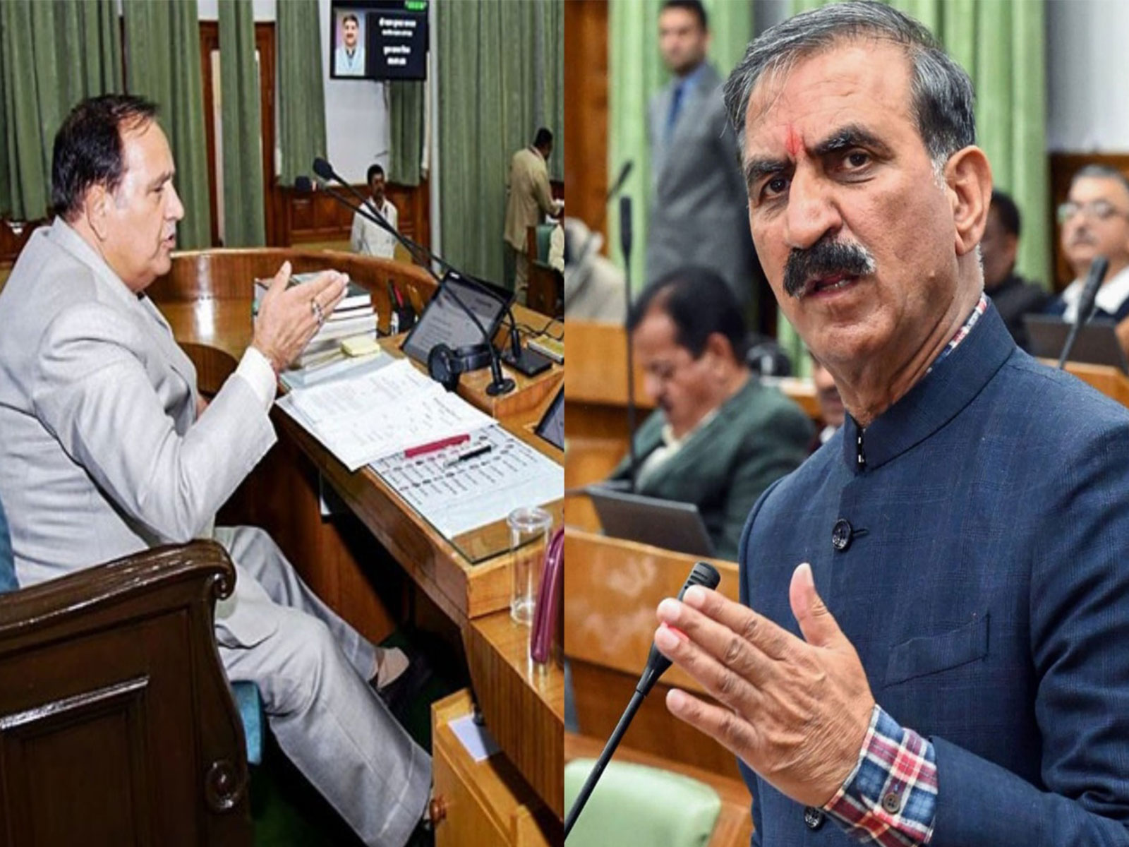 Himachal Pradesh CM Sukhvinder Singh Sukhu (R) and Assembly Speaker Kuldeep Singh Pathania (L) (File Photo/ANI) Himachal Pradesh CM Sukhvinder Singh Sukhu (R) and Assembly Speaker Kuldeep Singh Pathania (L) (File Photo/ANI)