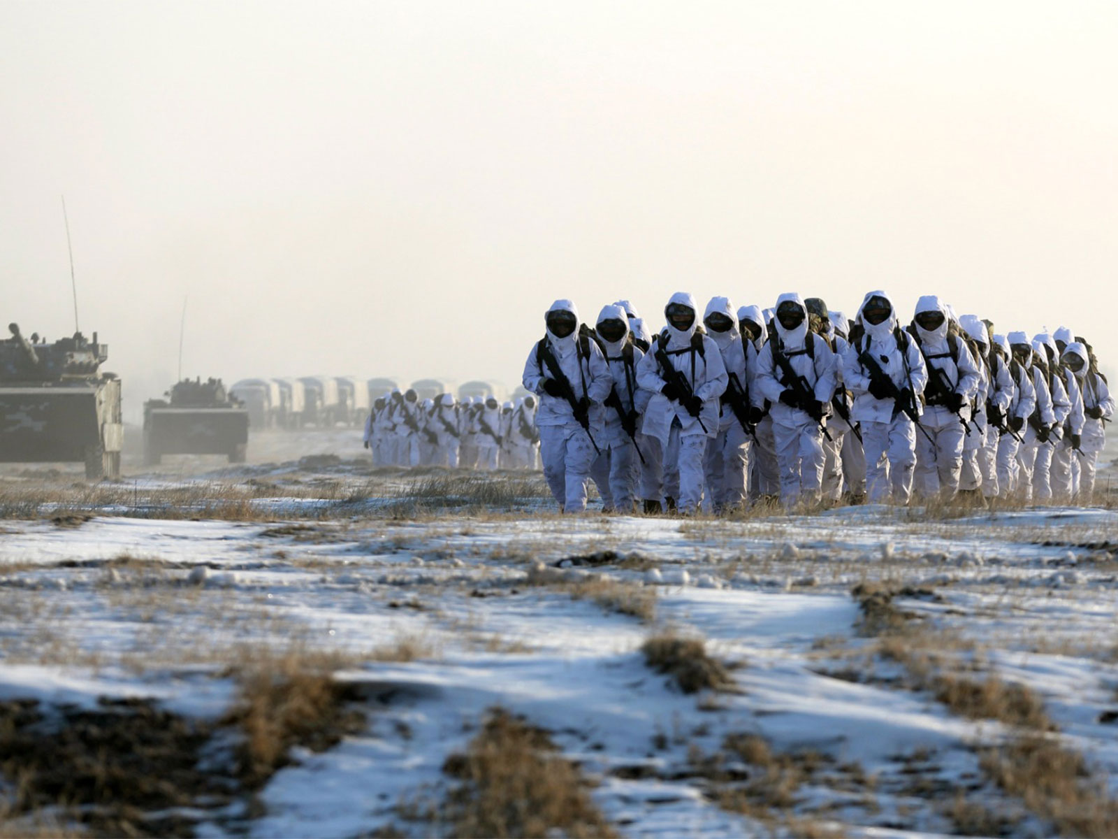 PLA Marine Corps march on snow-covered field during a military drill (File Photo/ Reuters)