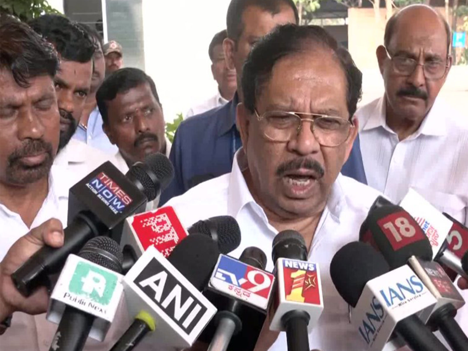 Karnataka Home Minister G Parameshwara addresses reporters in Mangaluru. (Photo/ANI)