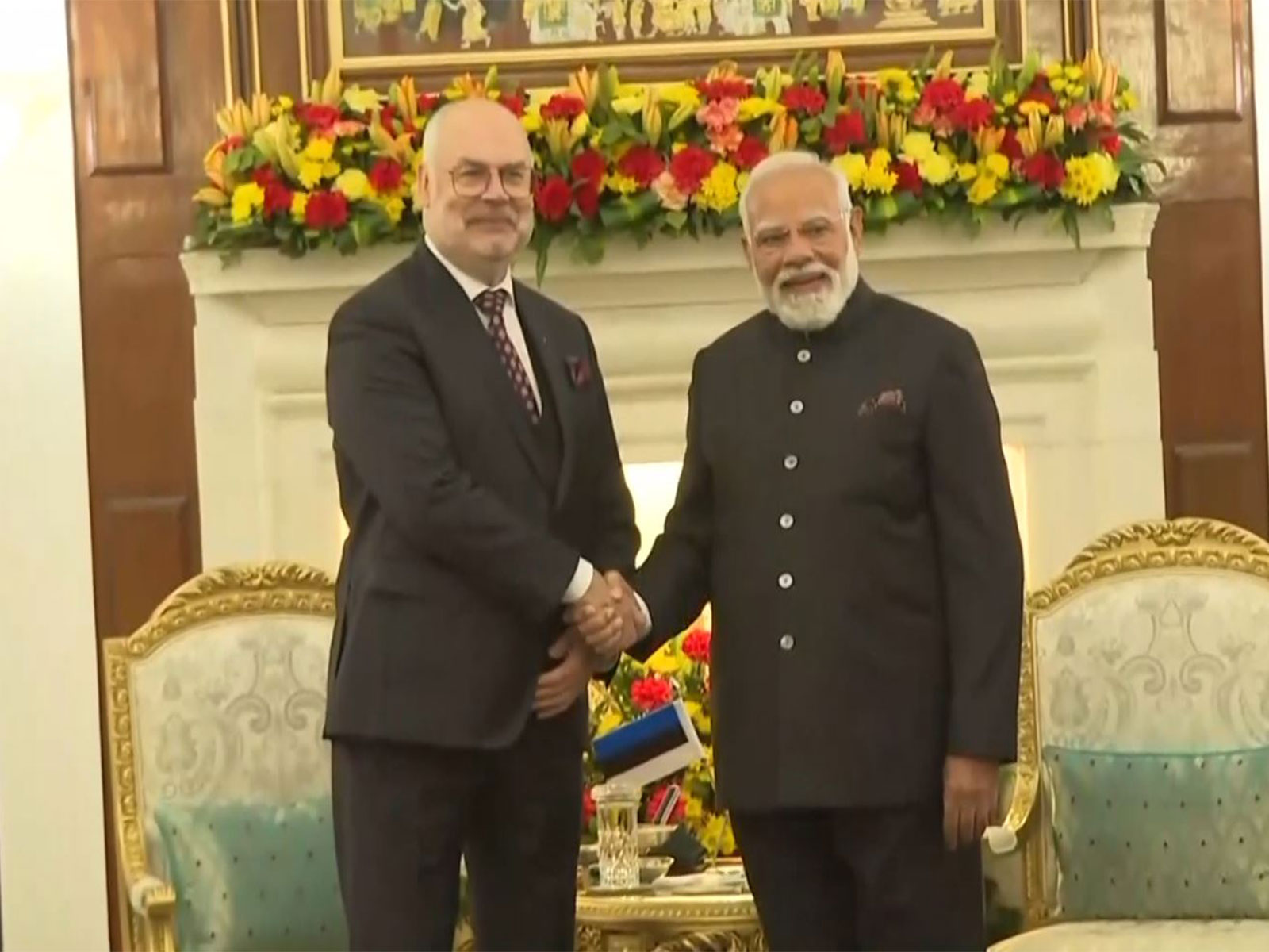Prime Minister Narendra Modi meets Estonian President Alar Karis at Hyderabad House in New Delhi on the sidelines of the India AI Impact Summit 2026. (Photo/ANI)