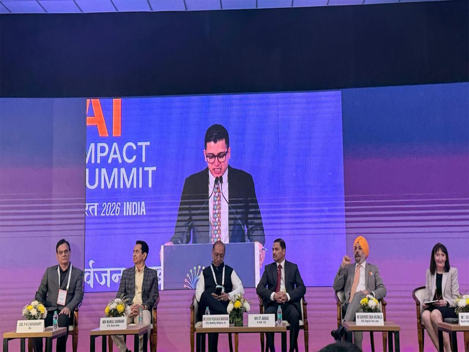 Sessions on “Generative AI and Future Networks” and “AI Powered Bharat through Universal Digital Connectivity” at the India AI Impact Summit 2026 (Photo/ANI)