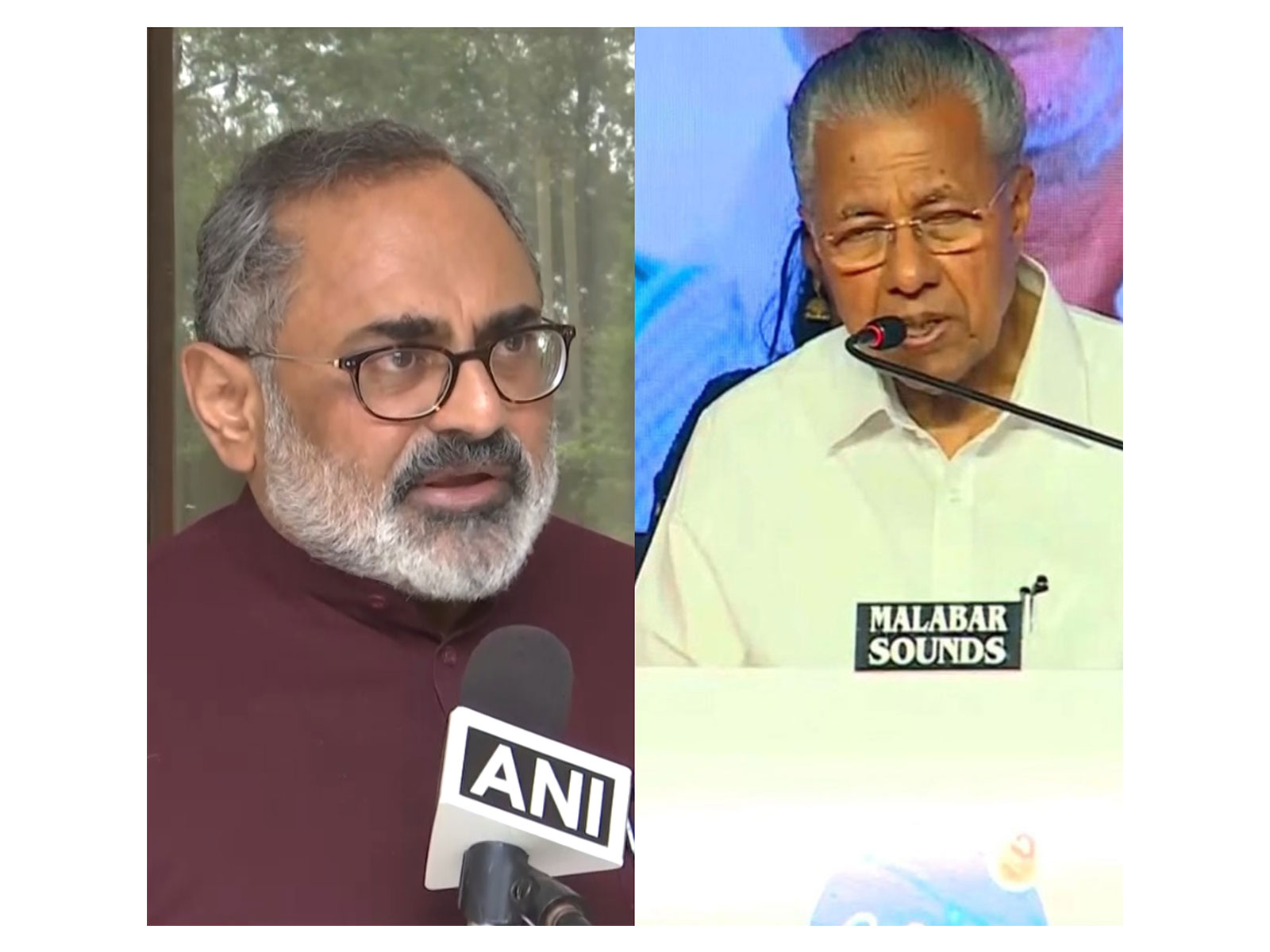 Kerala BJP chief Rajeev Chandrasekhar and CM Pinarayi Vijayan (Photo/ANI)