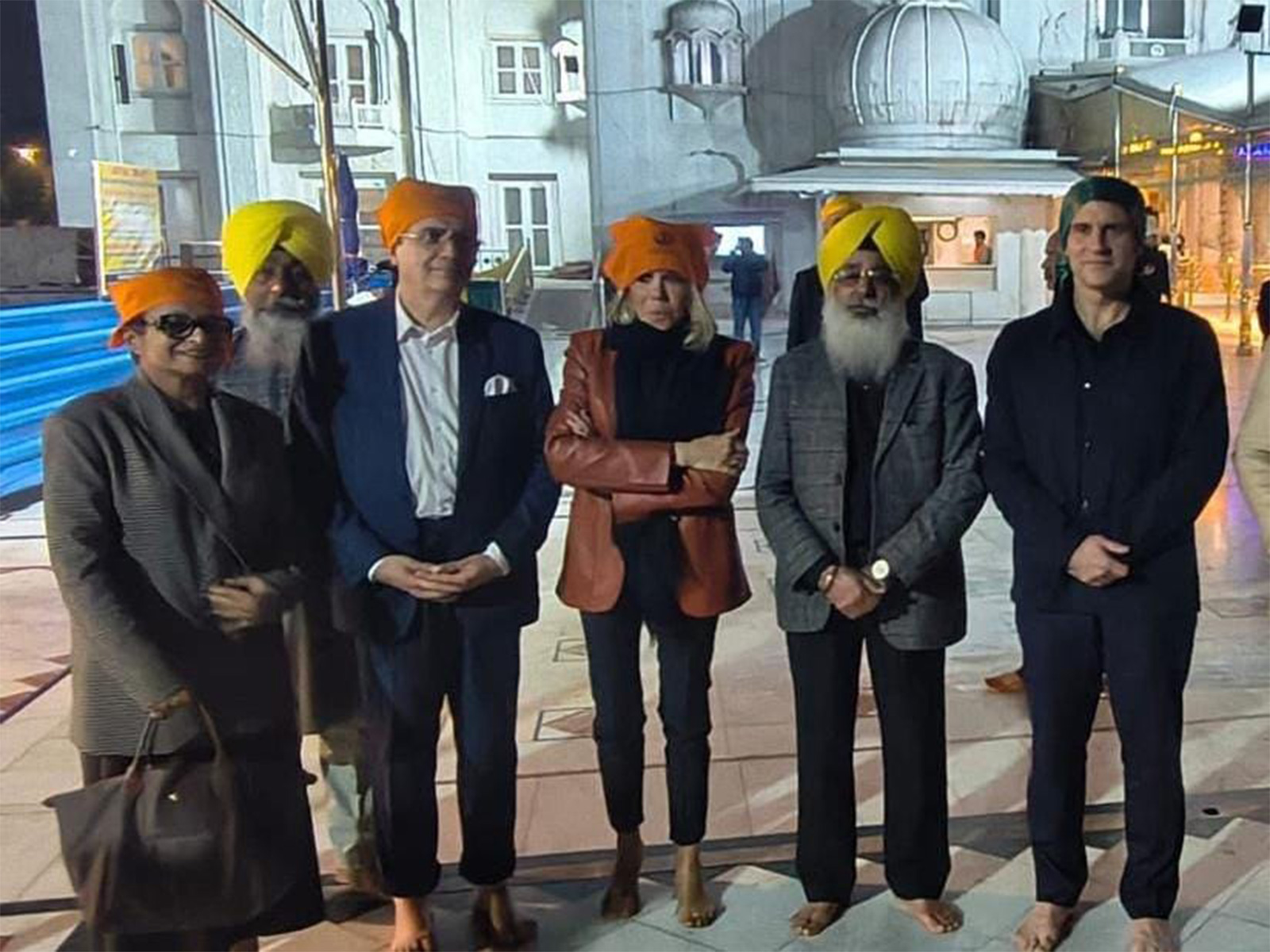 French President Emmanuel Macron at Gurdwara Bangla Sahib (Photo/ANI)