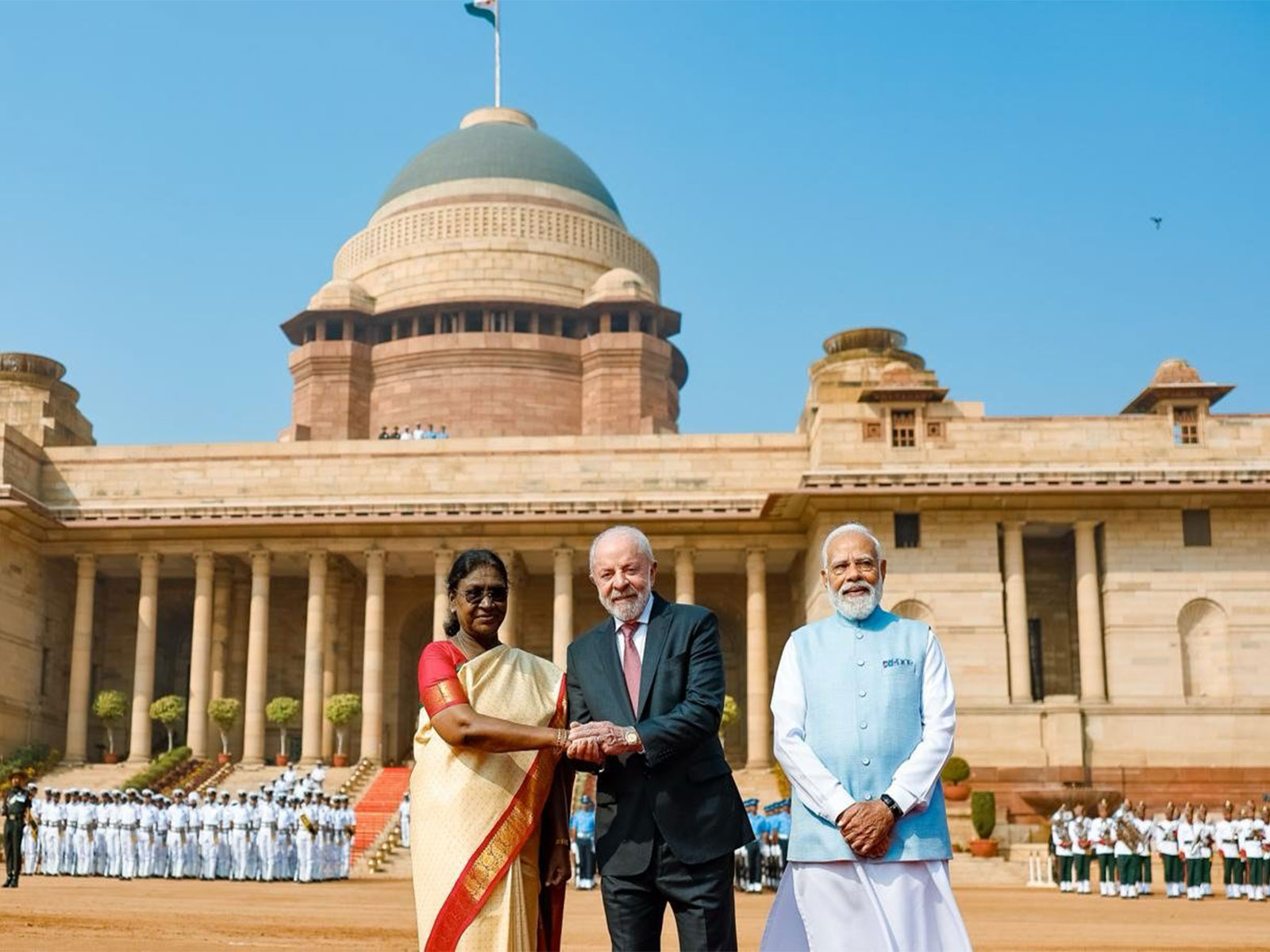 President Droupadi Murmu, Brazilian President  Luiz Inácio Lula da Silva with Prime Minister Narendra Modi (Photo: X@LulaOficial)