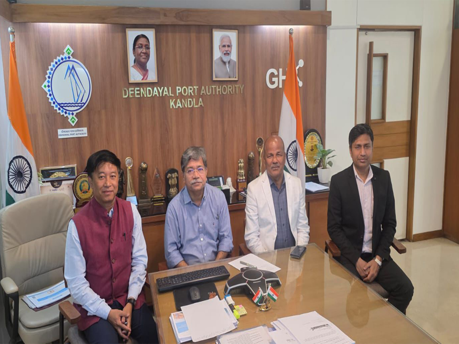 Deendayal Port Authority, Kandla & Assam Petrochemicals Ltd. officials visit project site (Photo/ANI)