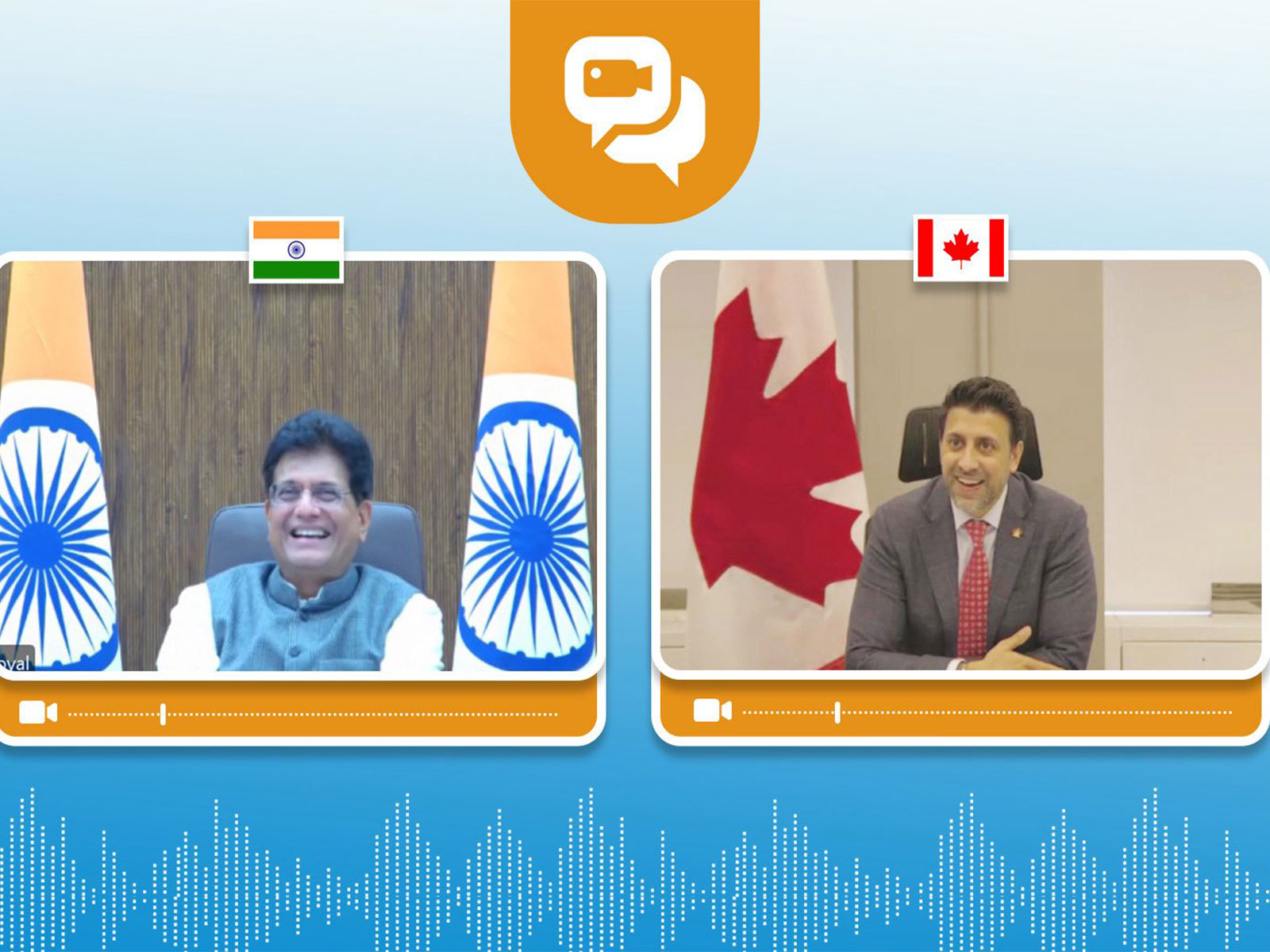 Piyush Goyal virtually interacts with Canada Minister Maninder Sidhu (Photo/X@PiyushGoyal) Piyush Goyal virtually interacts with Canada Minister Maninder Sidhu (Photo/X@PiyushGoyal)