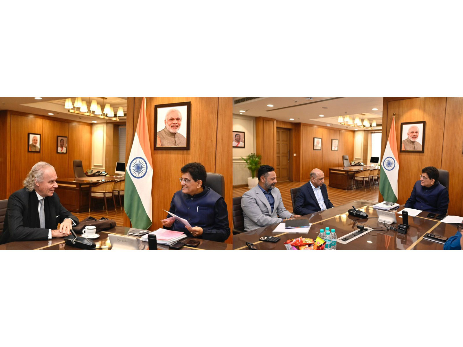 Union Minister Piyush Goyal holds meetings with global corporate leaders, including IBM CEO Arvind Krishna and Jefferies’ Christopher Wood, to discuss AI, investment trends, and India’s growth opportunities. (Photo: X/@PiyushGoyal)