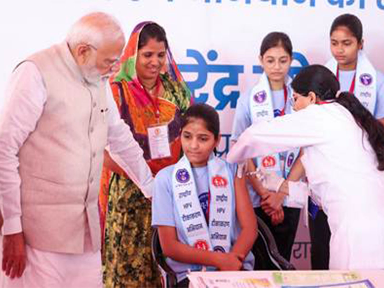 PM Modi launches nationwide HPV vaccination drive for 14-year-old girls from Ajmer, Rajasthan (Photo: PIB/Ministry of Health and Family Welfare) PM Modi launches nationwide HPV vaccination drive for 14-year-old girls from Ajmer, Rajasthan (Photo: PIB/Ministry of Health and Family Welfare)