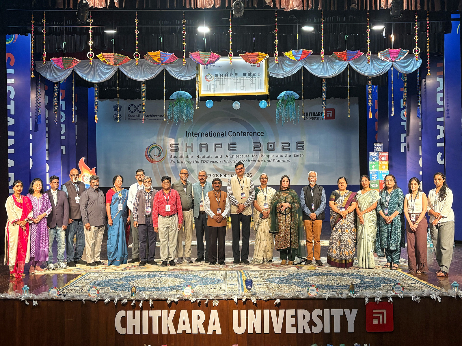 Members of the Council of Architecture with dignitaries at the International Conference SHAPE 2026 held at Chitkara University